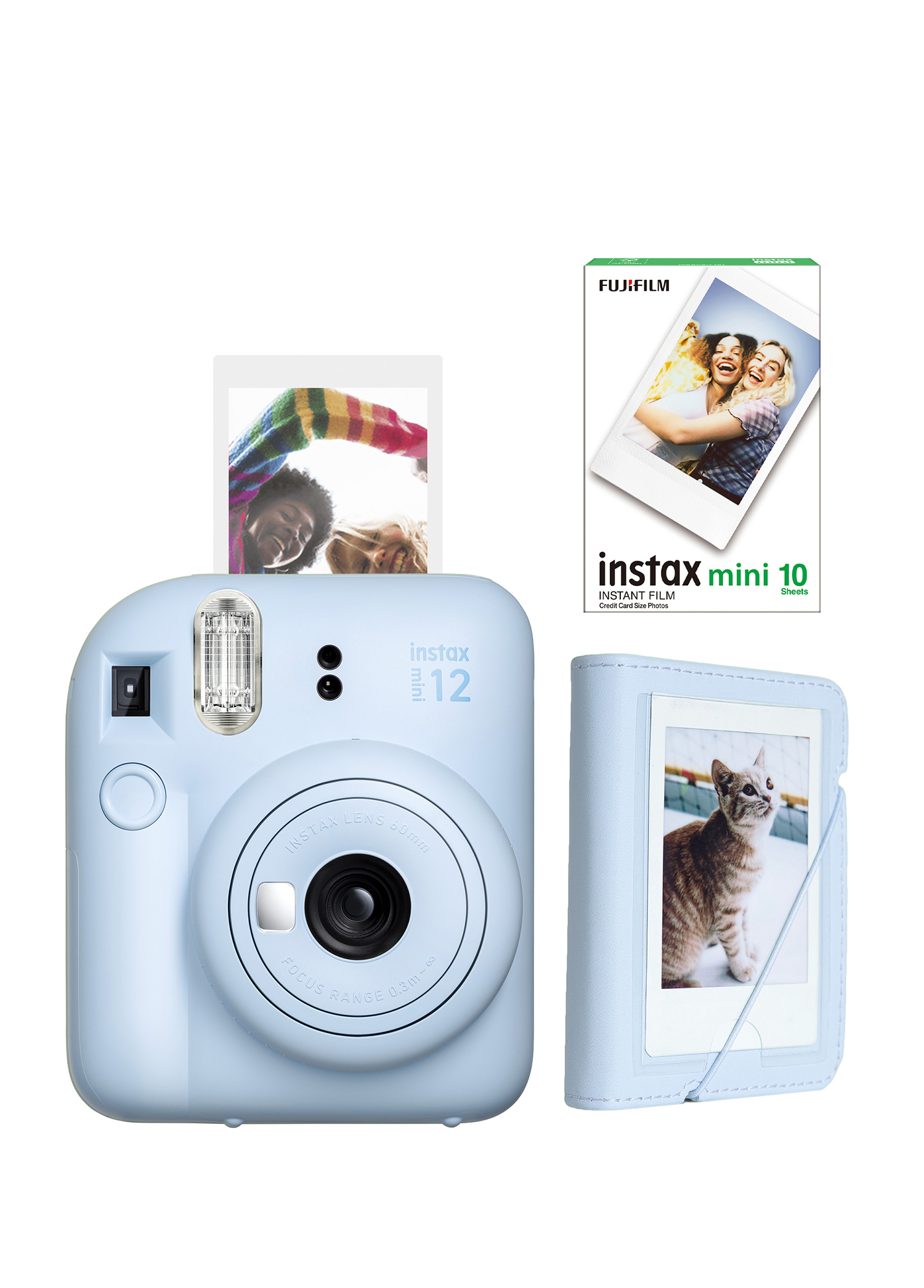 Instax Mini 12 Mavi Fotoğraf Makinesi + 10'lu Film ve Mini Albüm Seti