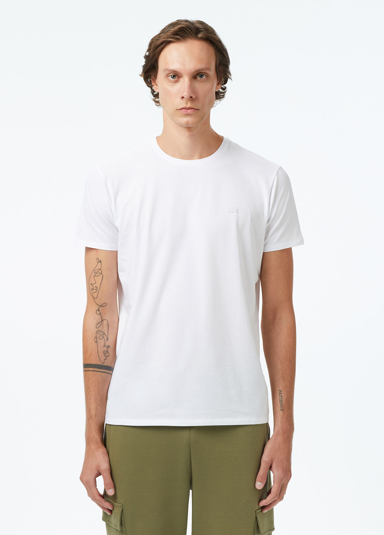 Beyaz Slim Fit Bisiklet Yaka Kısa Kollu Erkek T-Shirt