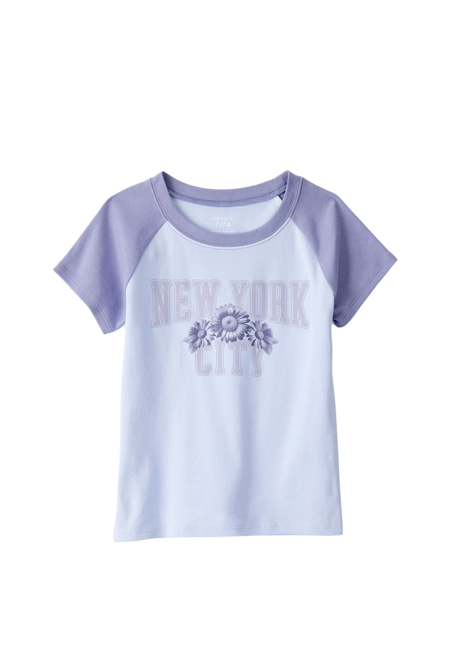 Baskılı Mavi Kısa Kollu Kız Çocuk T-shirt