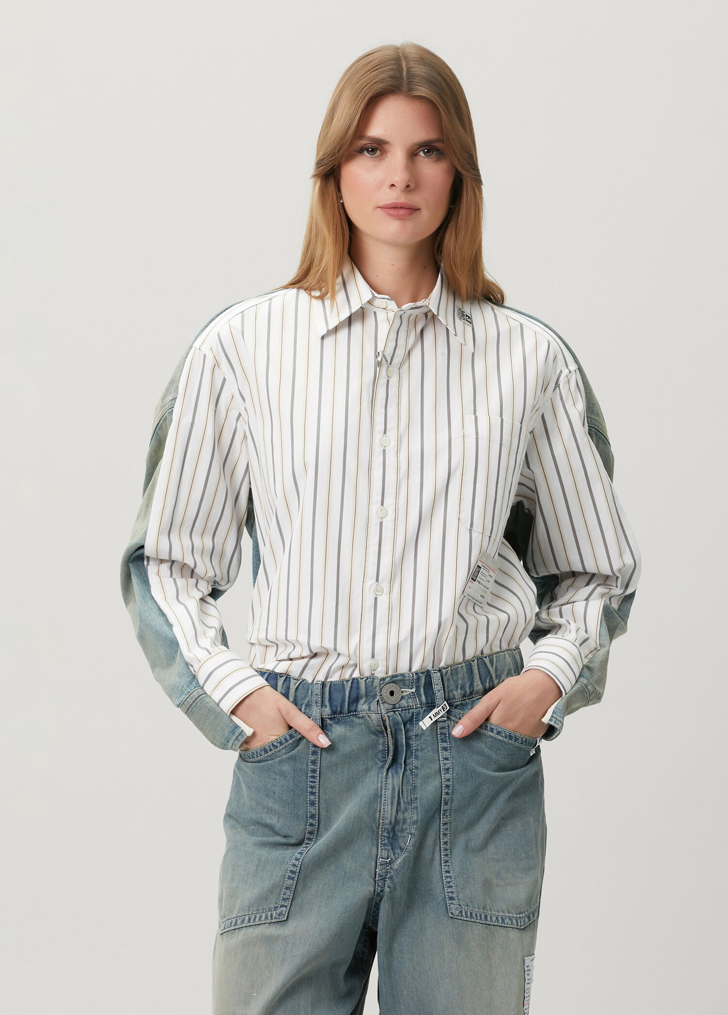 White Stripe Inserted Shirt