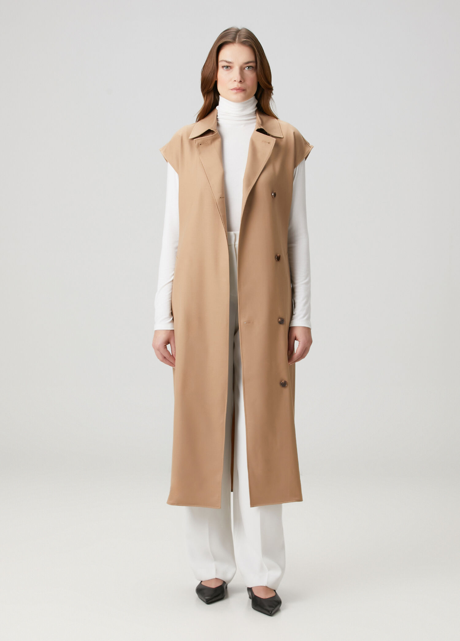 Camel Midi Kruvaze Elbise