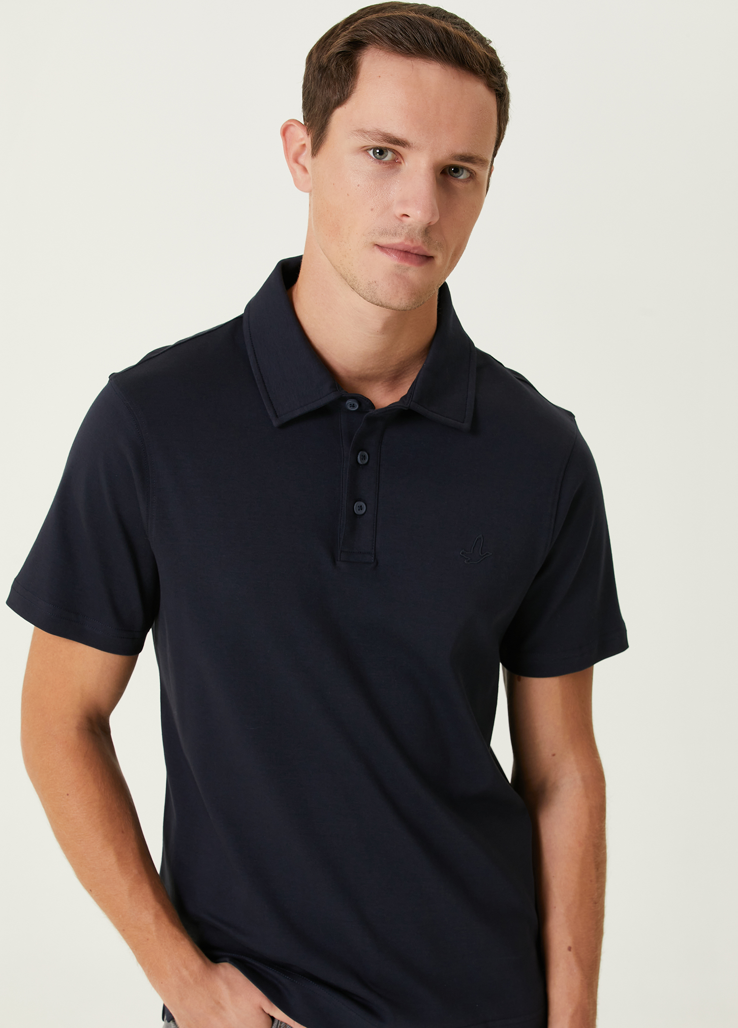 Slim Fit Lacivert Polo T-shirt_1