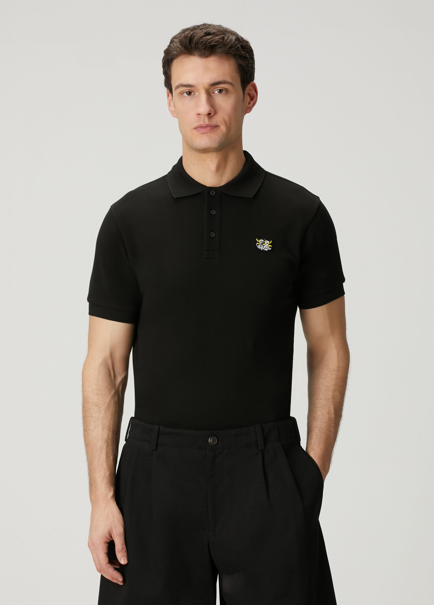 Kenzo Siyah Erkek Wild Tiger Slim Fit Siyah Polo Yaka T-shirt
