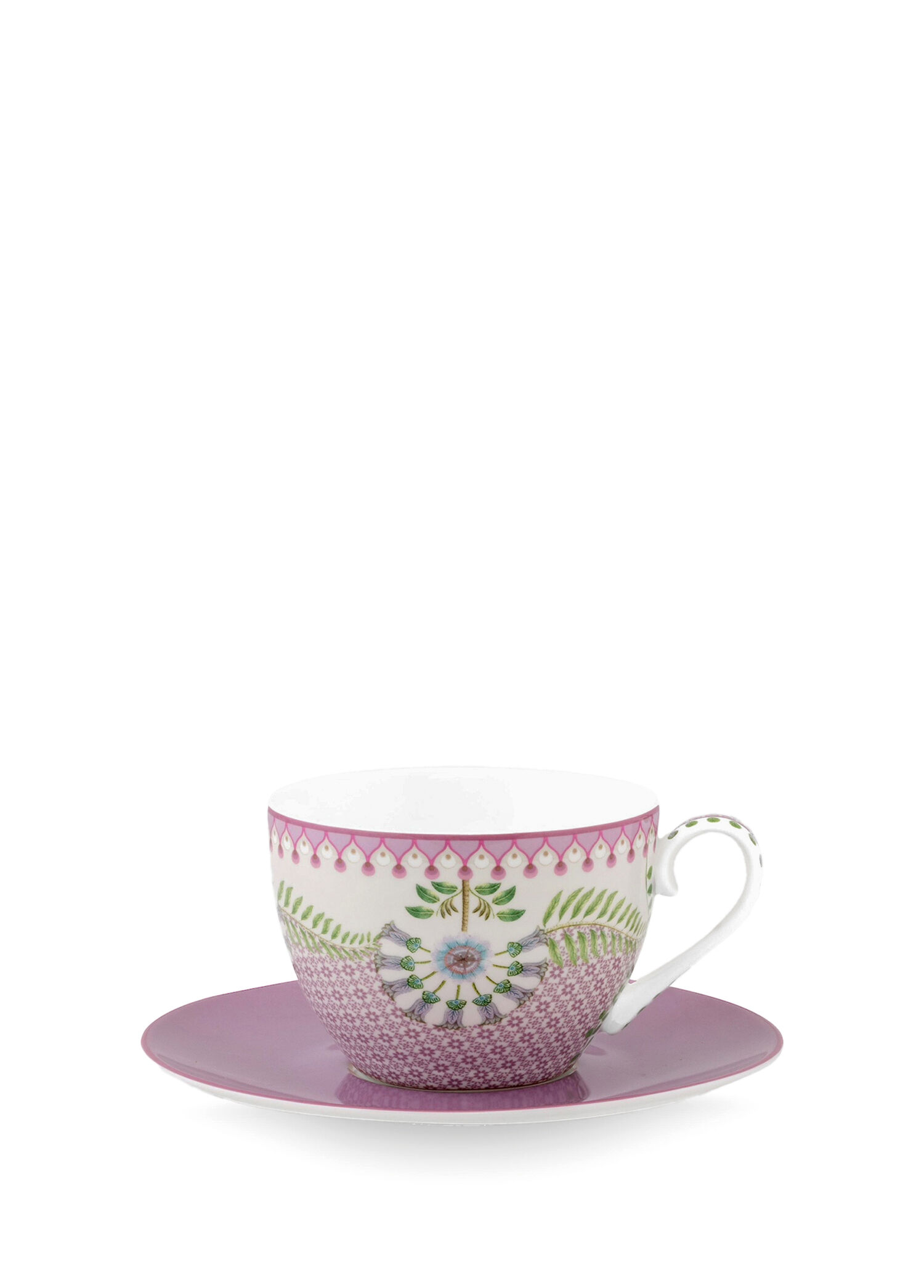 Pip Studio - Lily & Lotus Mor Porselen Çay Fincanı ve Tabağı - Mor