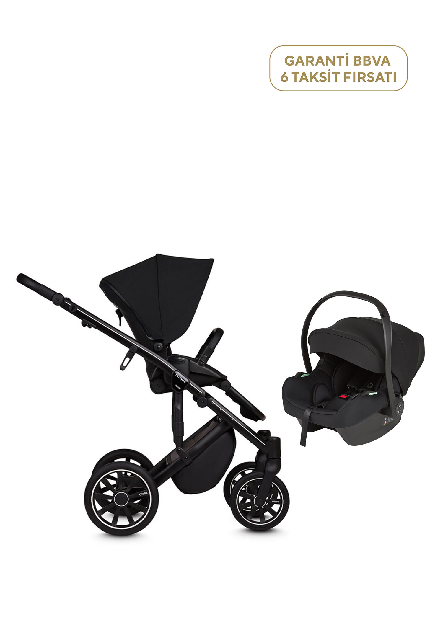 m/type Siyah Çift Yönlü Bebek Arabası ve Cosmo Bebek Oto Koltuğu Seyahat Sistem Bebek Arabası
