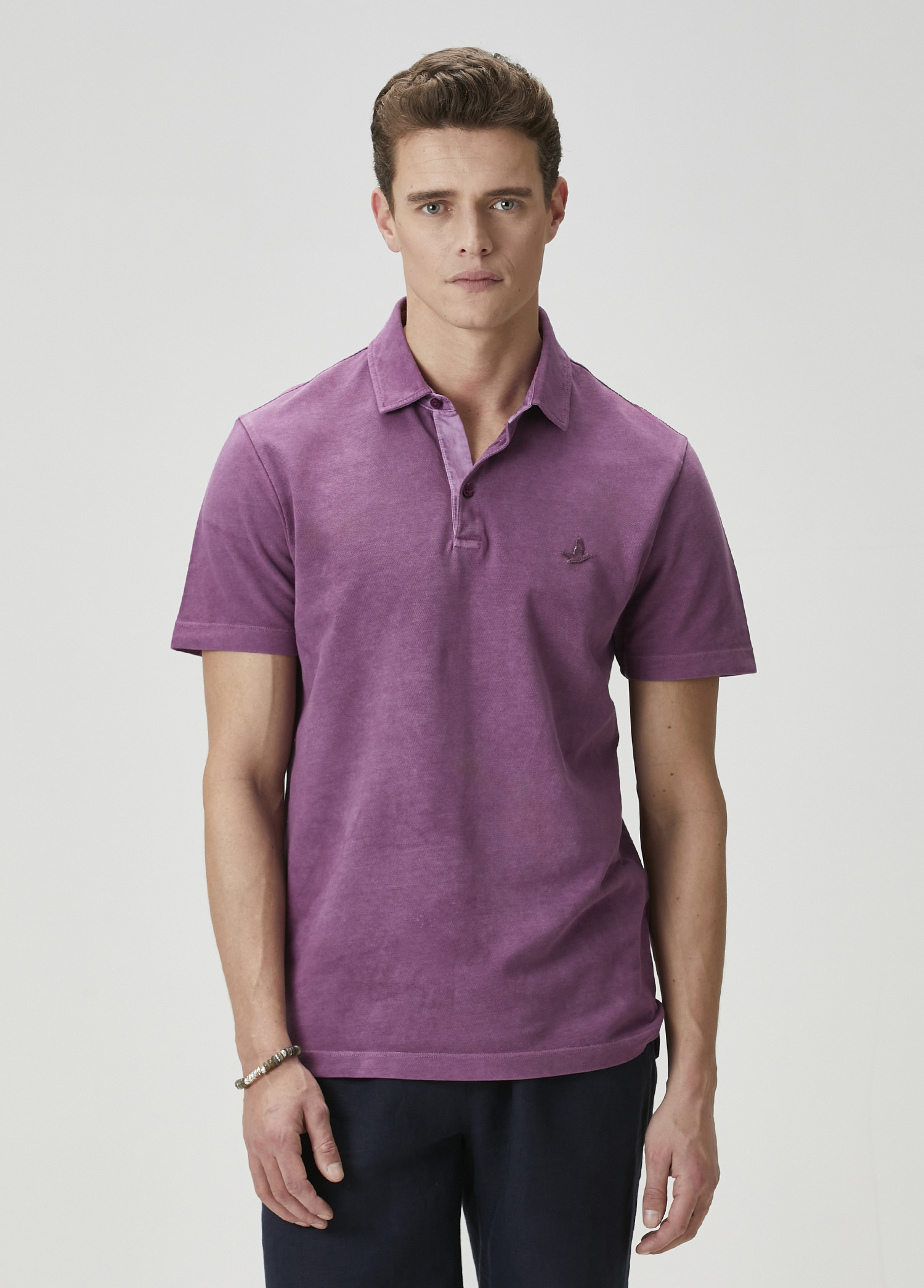 Comfort Fit Mor Polo Yaka T-shirt_1