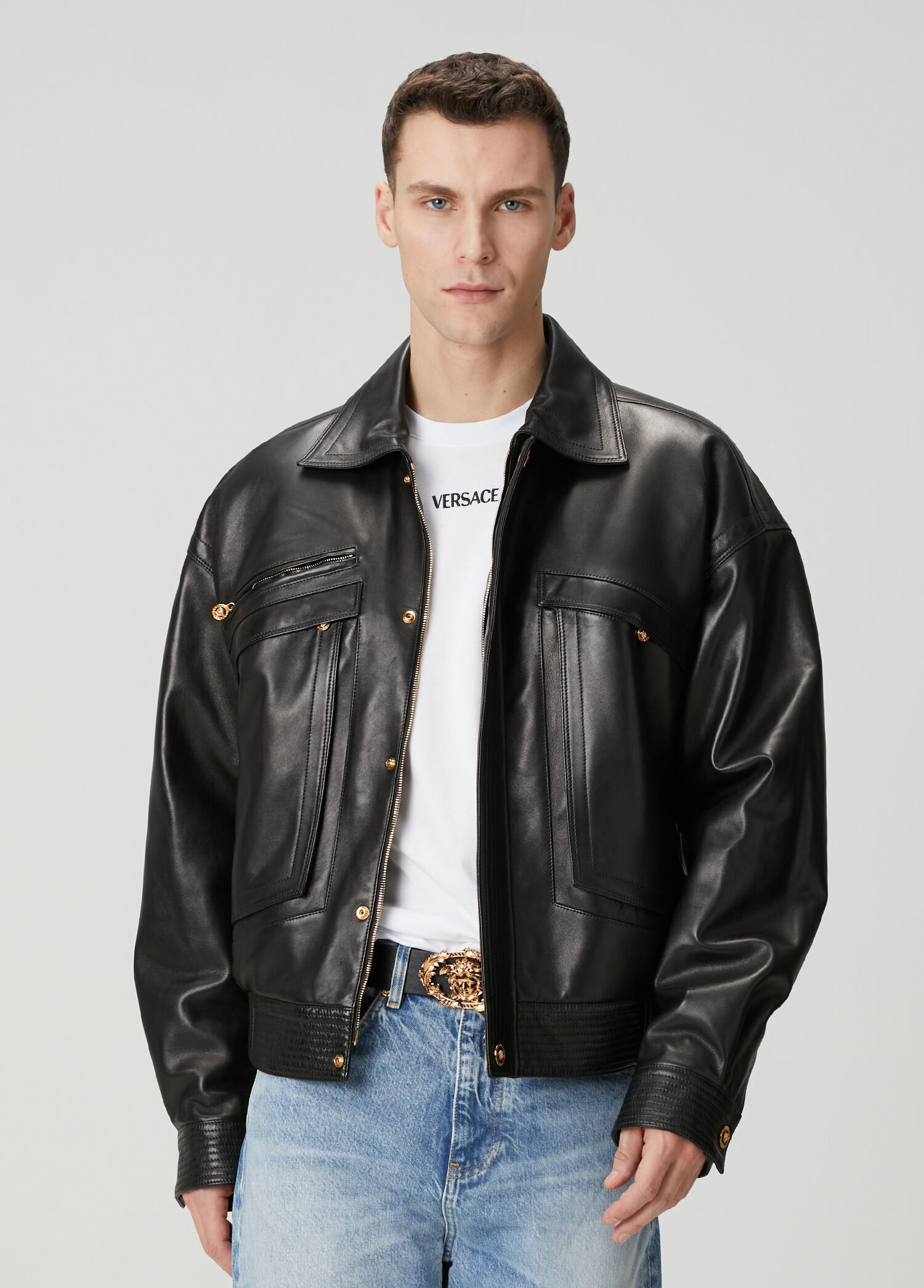 Versace - Black Leather Jacket