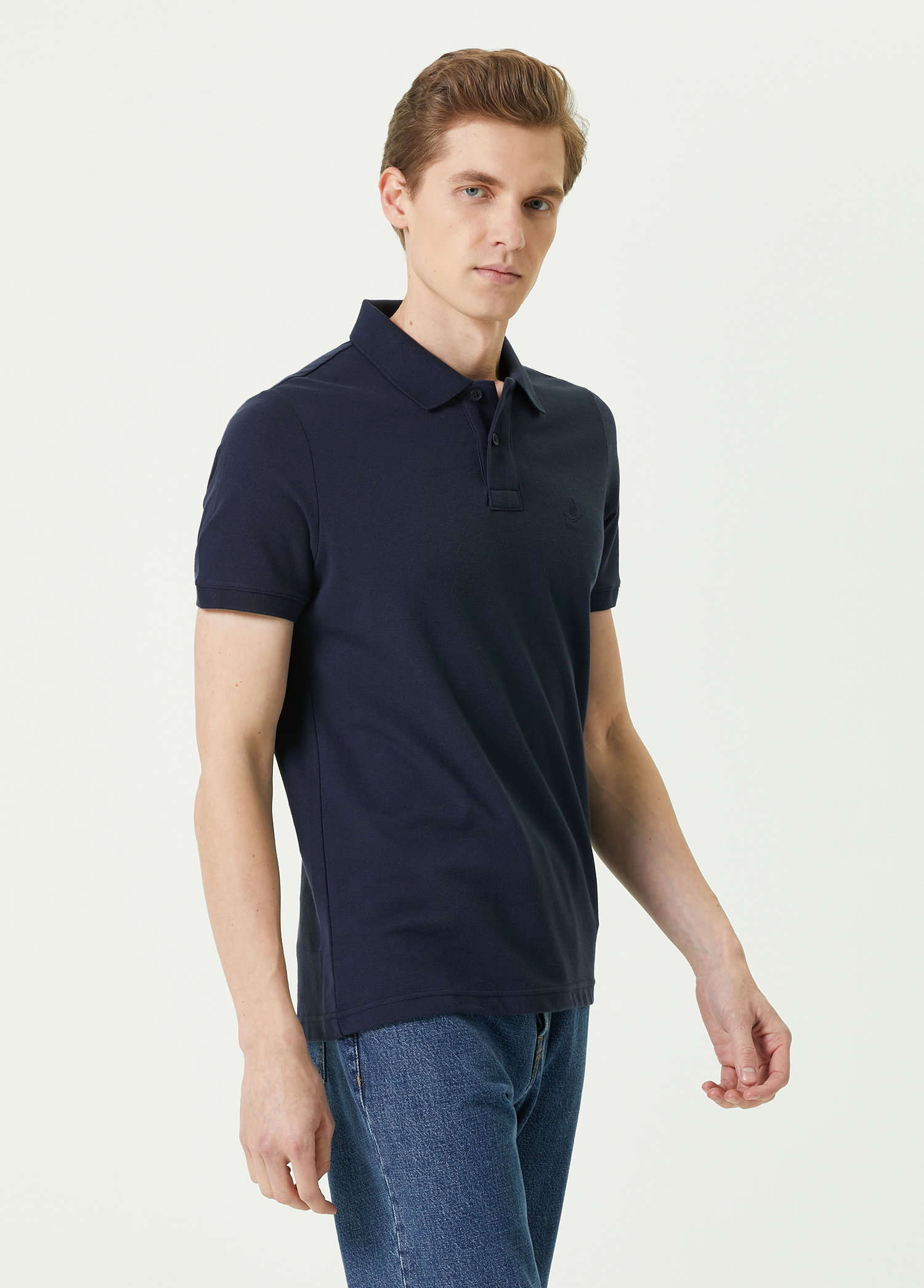 Comfort Fit Lacivert Polo Yaka T-shirt_2