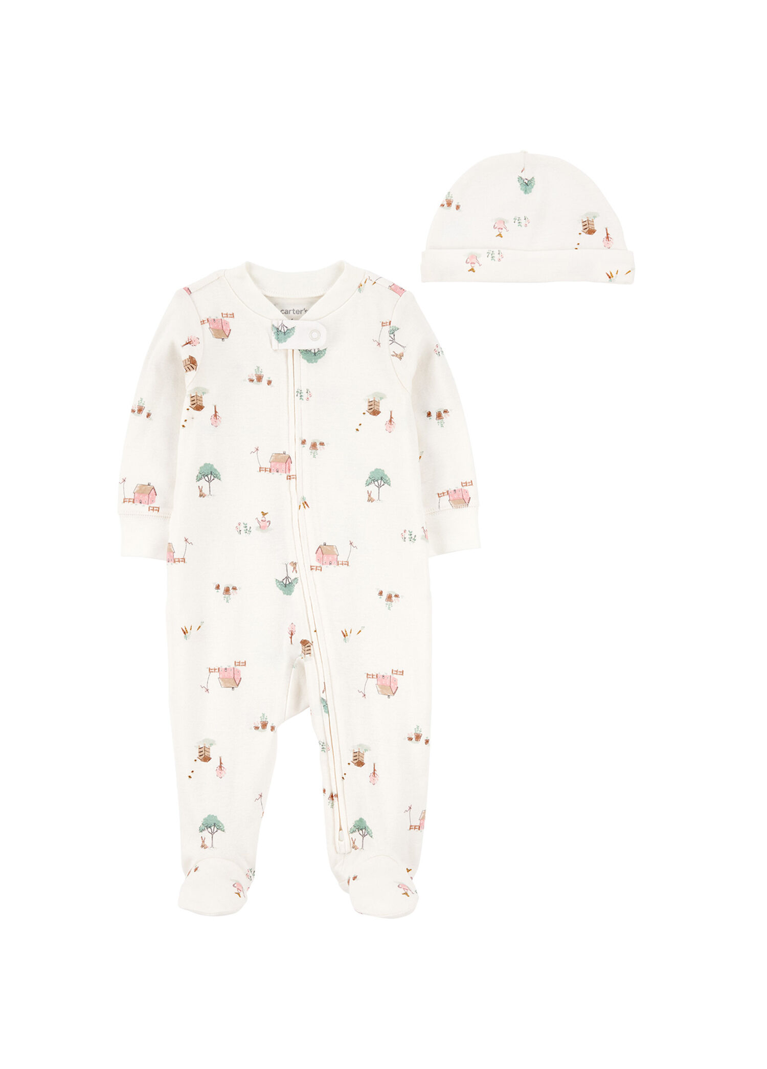 Ekru Tulum ve Şapka Kız Bebek 2'li Set