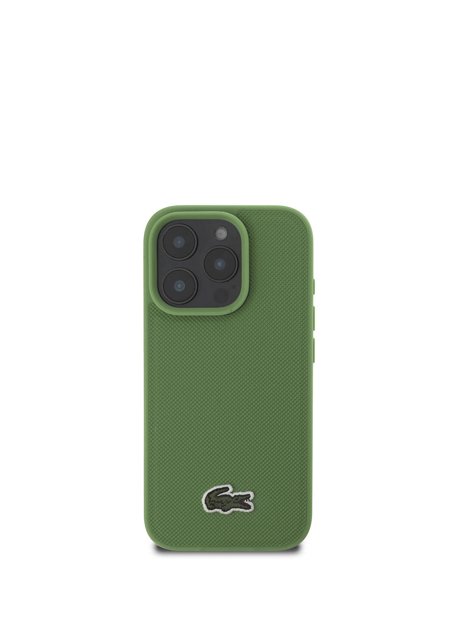 iPhone 16 Pro Magsafe Uyumlu Yeşil PU Pike Desenli Timsah Logolu Telefon Kılıfı