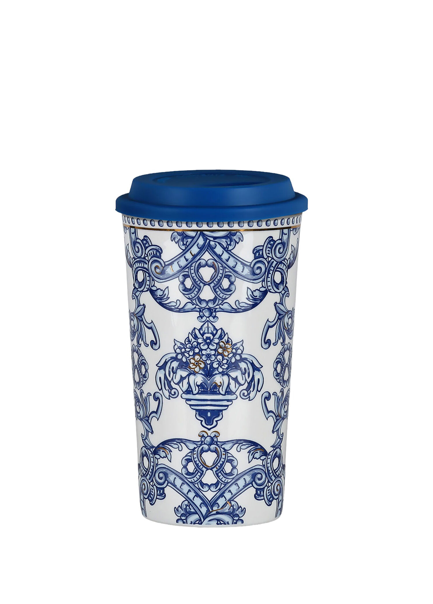 Florance Silikon Kapaklı Desenli Porselen Mug Bardak