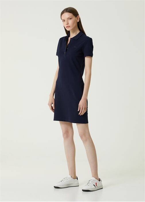 Lacoste Lacivert Kadin Slim Fit Lacivert Polo Yaka Mini Elbise Beymen