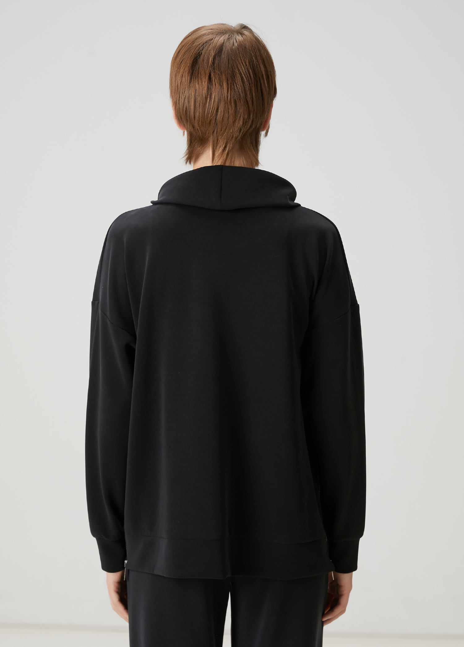 Siyah Fermuar Detaylı Sweatshirt_3