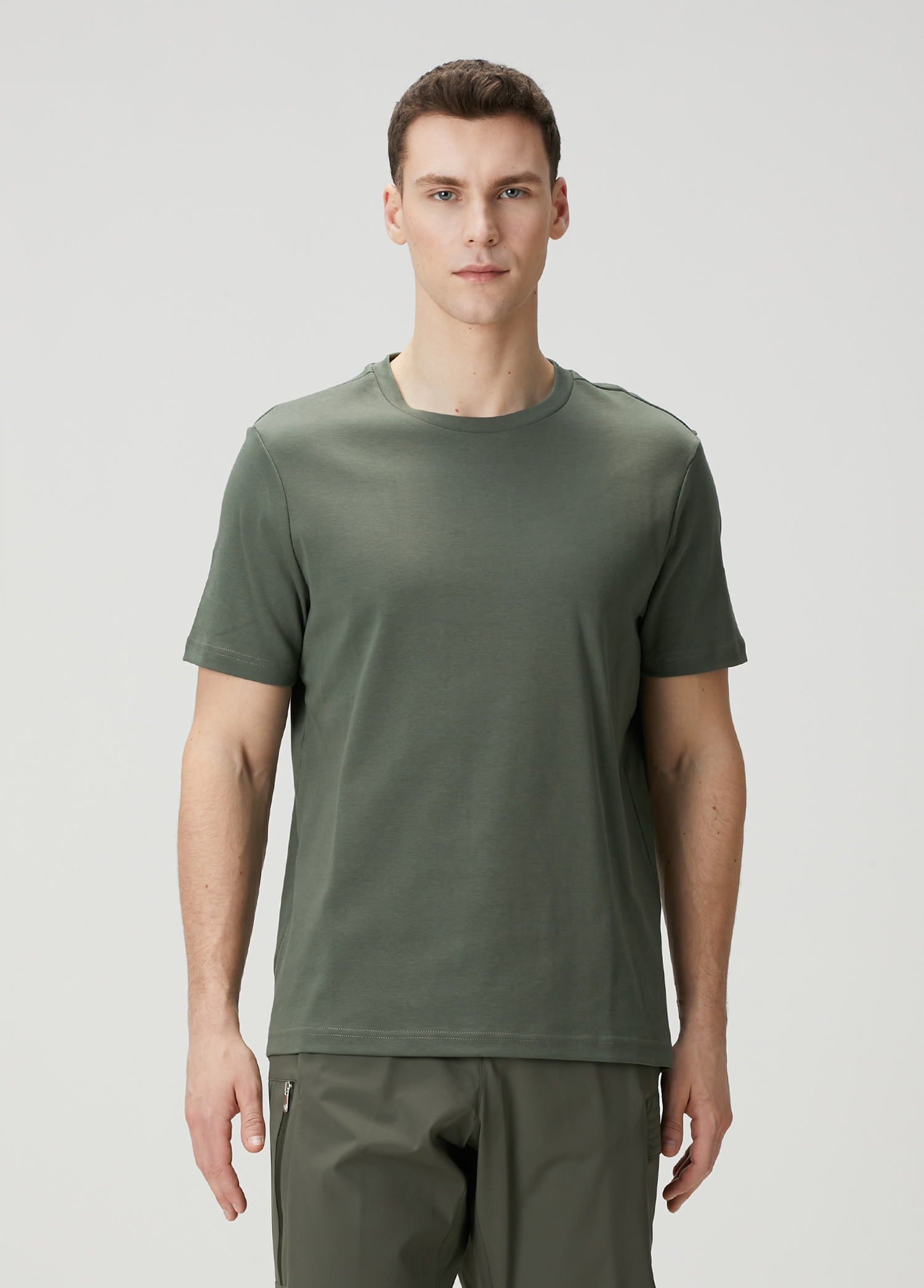 Regular Fit Haki Interlok T-shirt