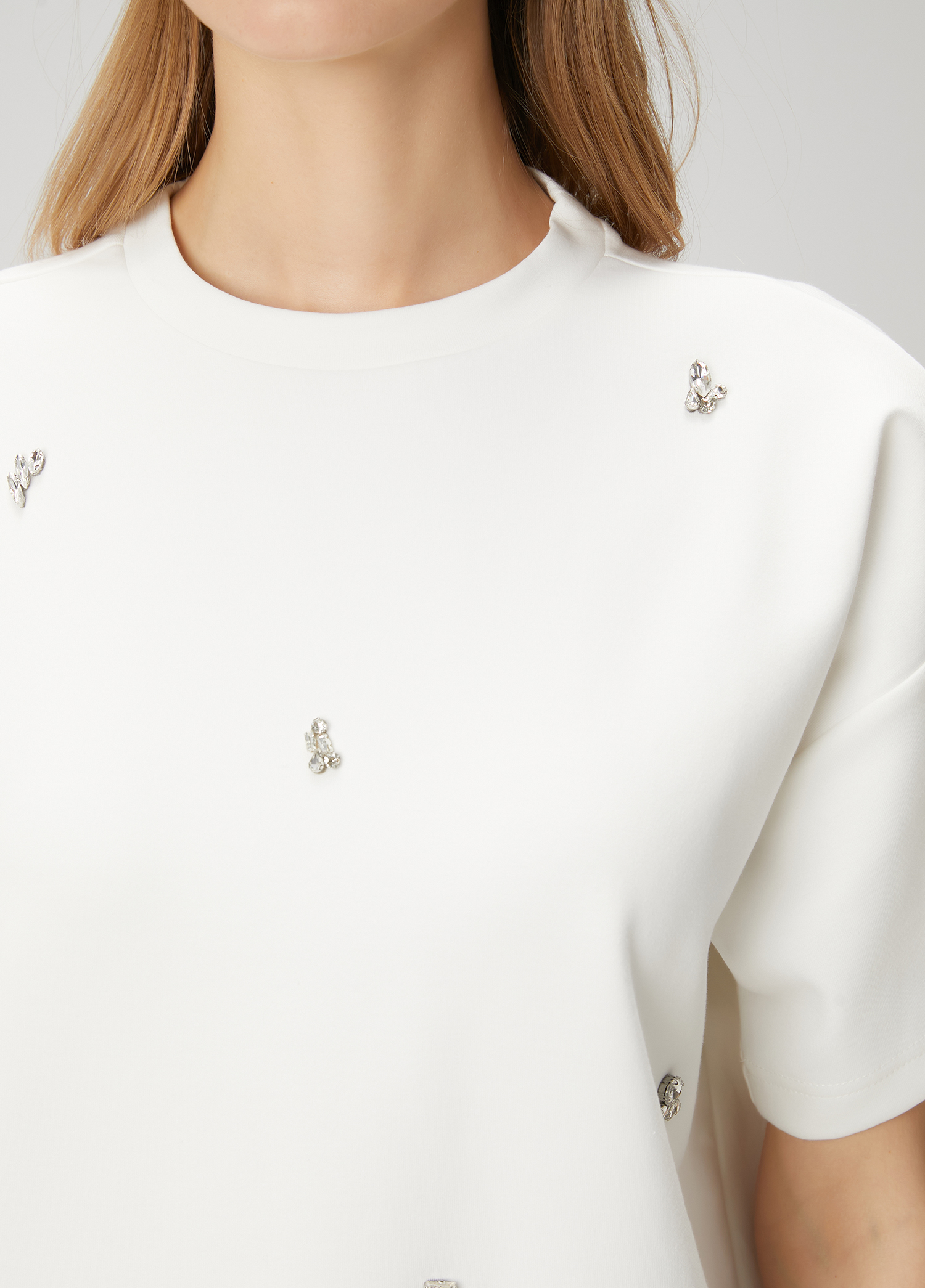 Oversize Beyaz İşlemeli Mini Elbise_5