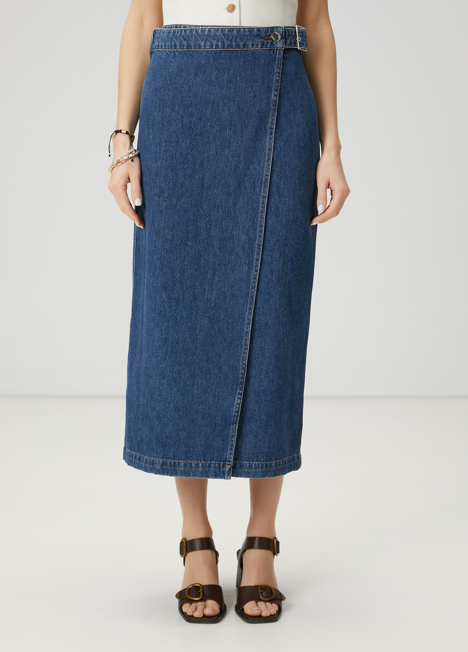 Mavi Midi Anvelop Denim Etek_1
