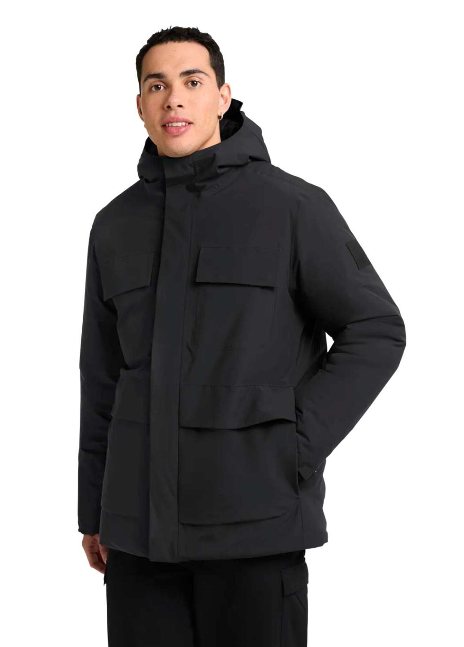 Brandenburger Siyah Kapüşonlu Erkek Outdoor Ceketi