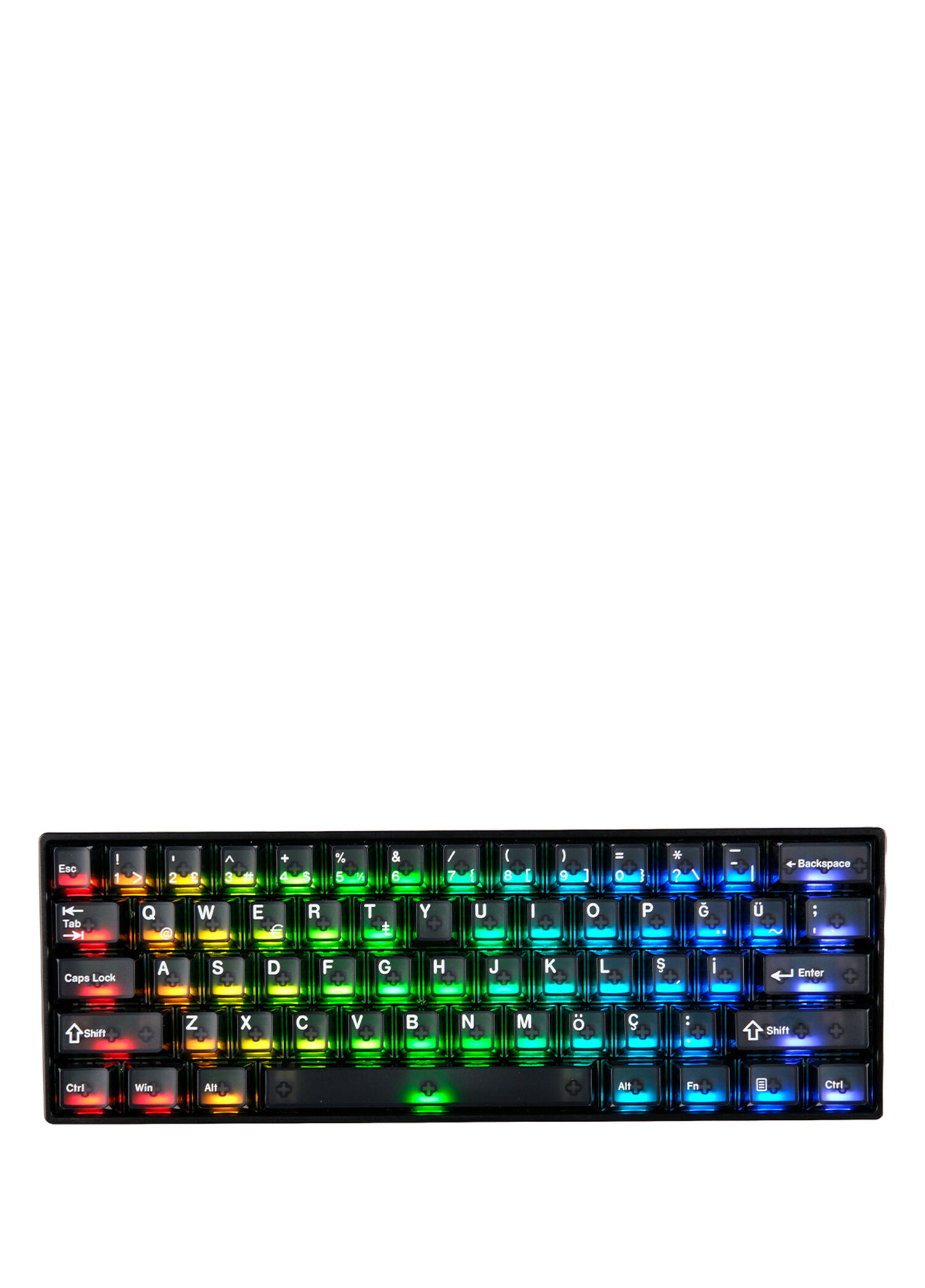 Monsgeek FUN60 Pro Black Hall Effect Glare Manyetik Switch 8K Hz ARGB Kablosuz Hotswap Türkçe Mekanik Gaming Klavye