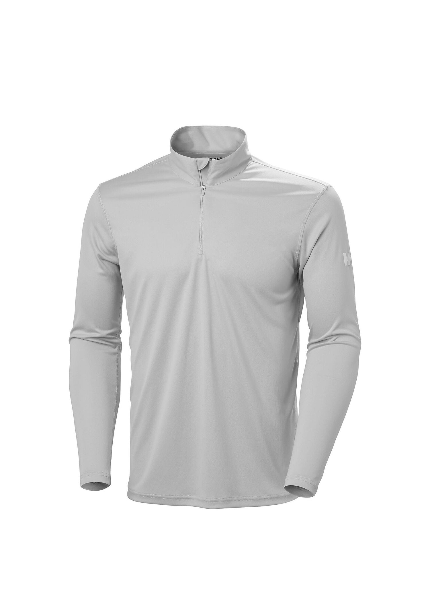HH Tech 2.0 Grey Fog Yarım Fermuarlı UV Korumalı Uzun Kollu Erkek Spor T-shirt