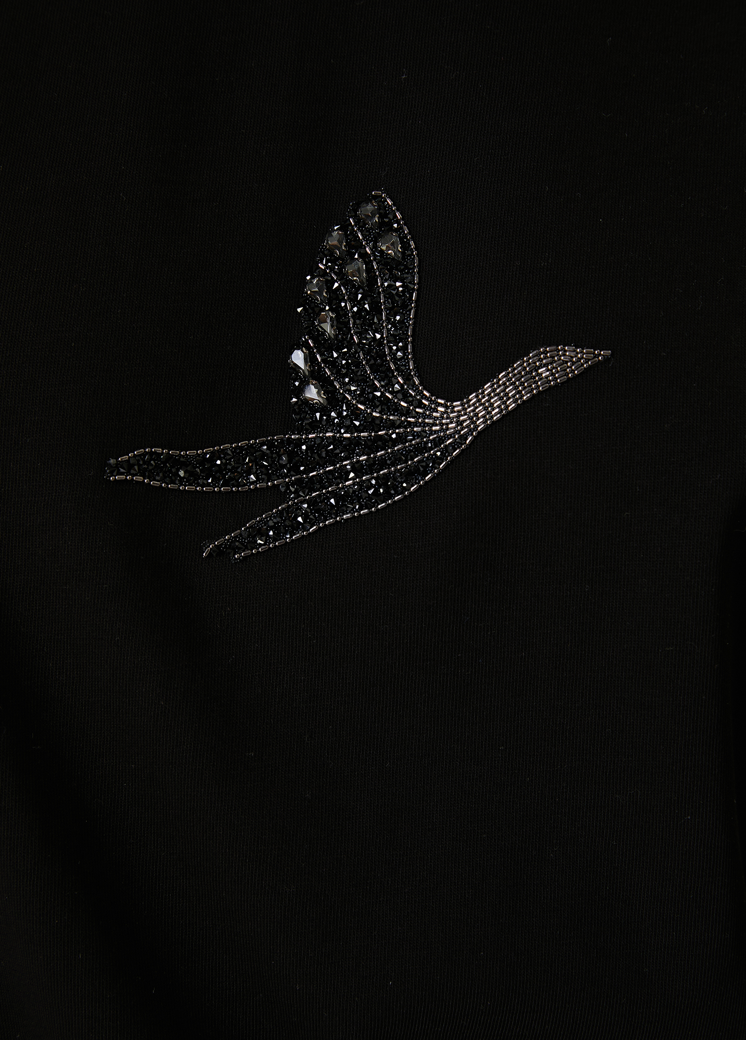 Siyah Taşlı Logo İşlemeli T-shirt_4