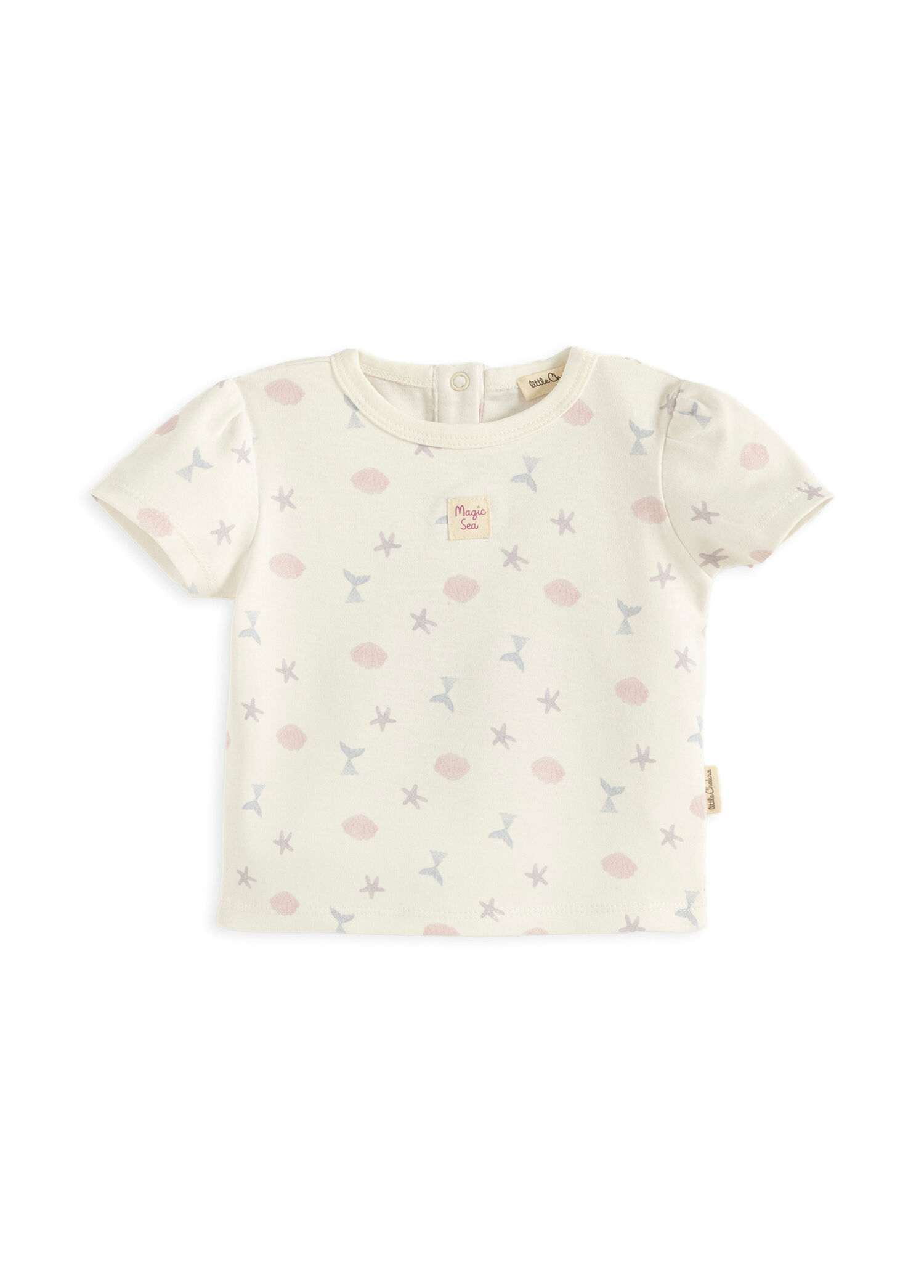 Magic Sea Baskılı Ekru Kısa Kollu Unisex Bebek T-shirt