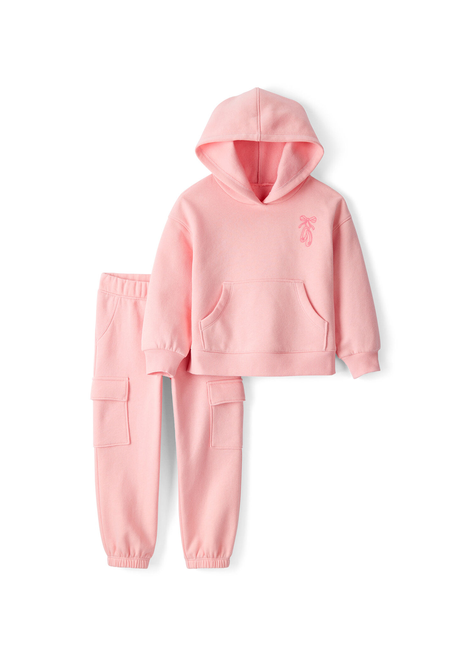 Desenli Uzun Kollu Kapüşonlu Sweatshirt ve Pantolon Kız Çocuk 2'li Set