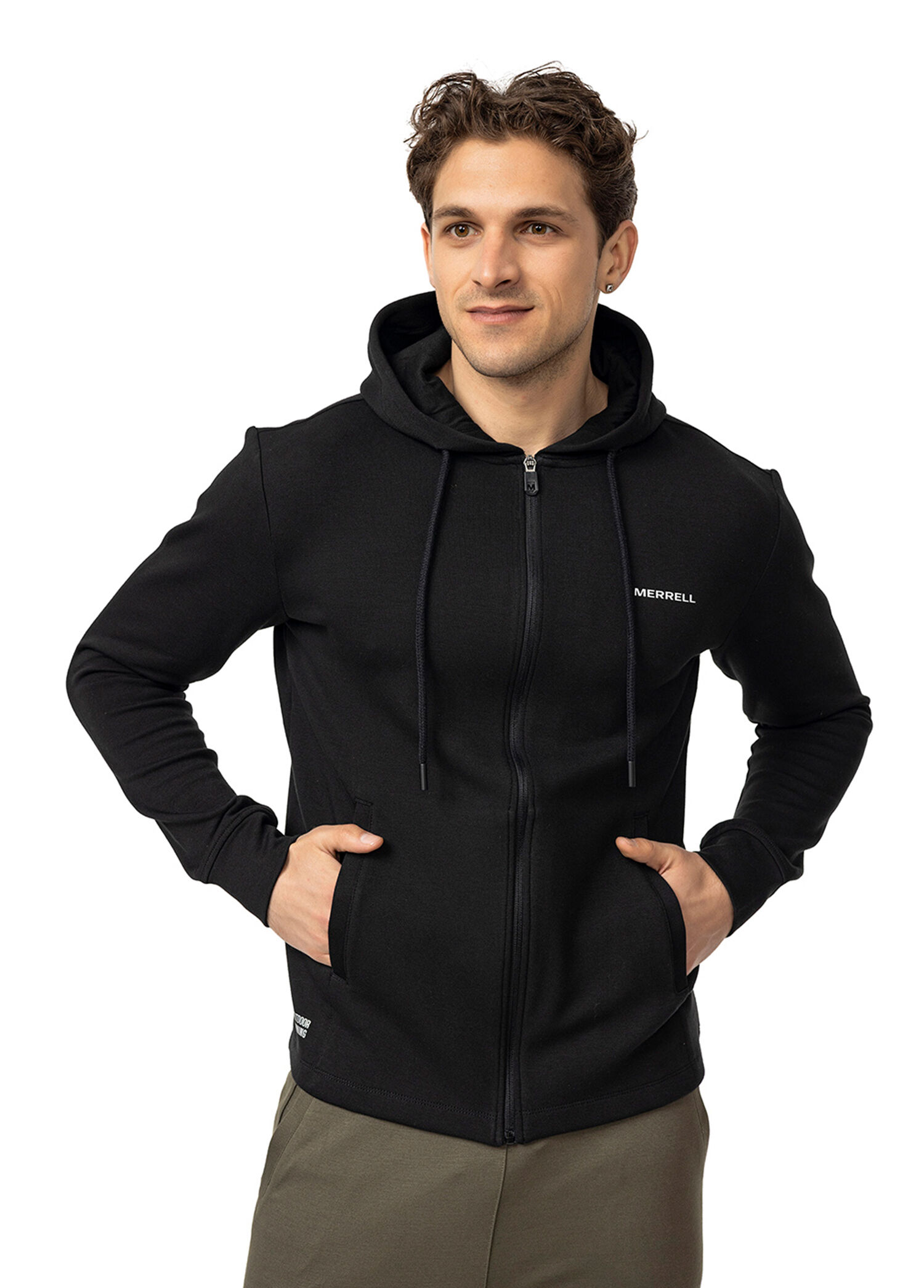 Sting M Siyah Fermuarlı Kapüşonlu Erkek Spor Sweatshirt