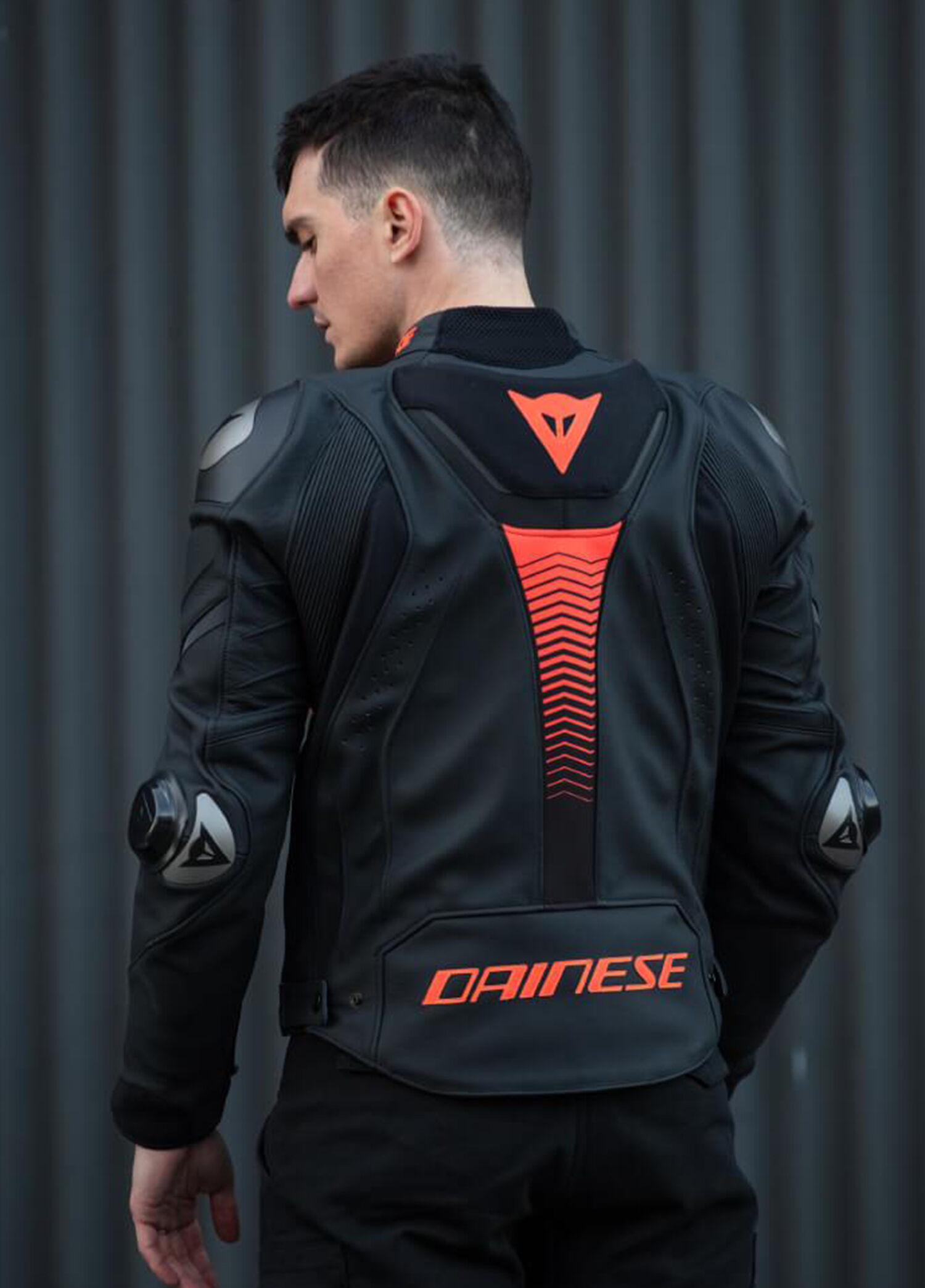Dainese - Super Speed 4 Black Matt Fluo Red Men's Leather Jacket