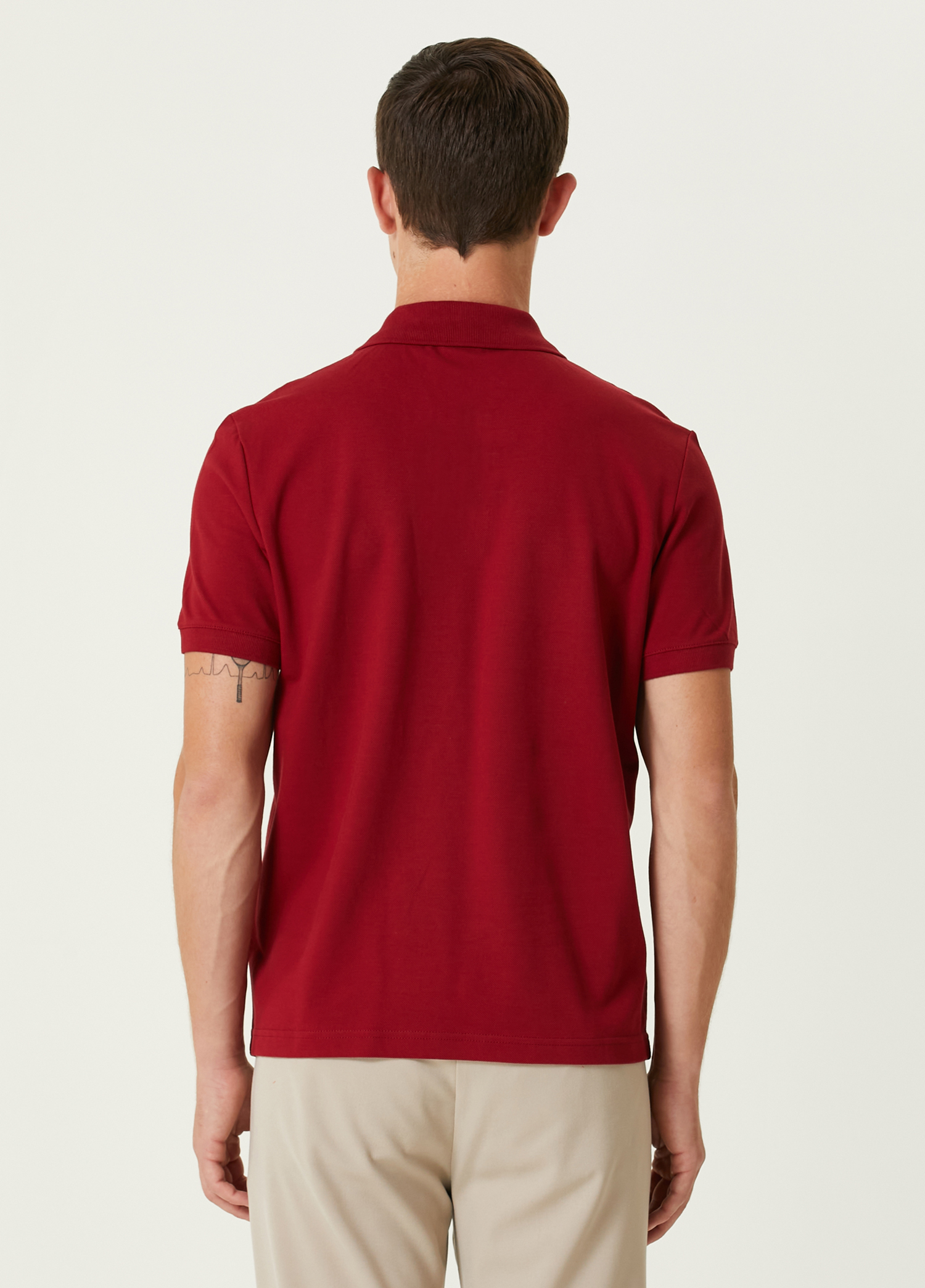 Comfort Fit Bordo Polo Yaka T-shirt_2