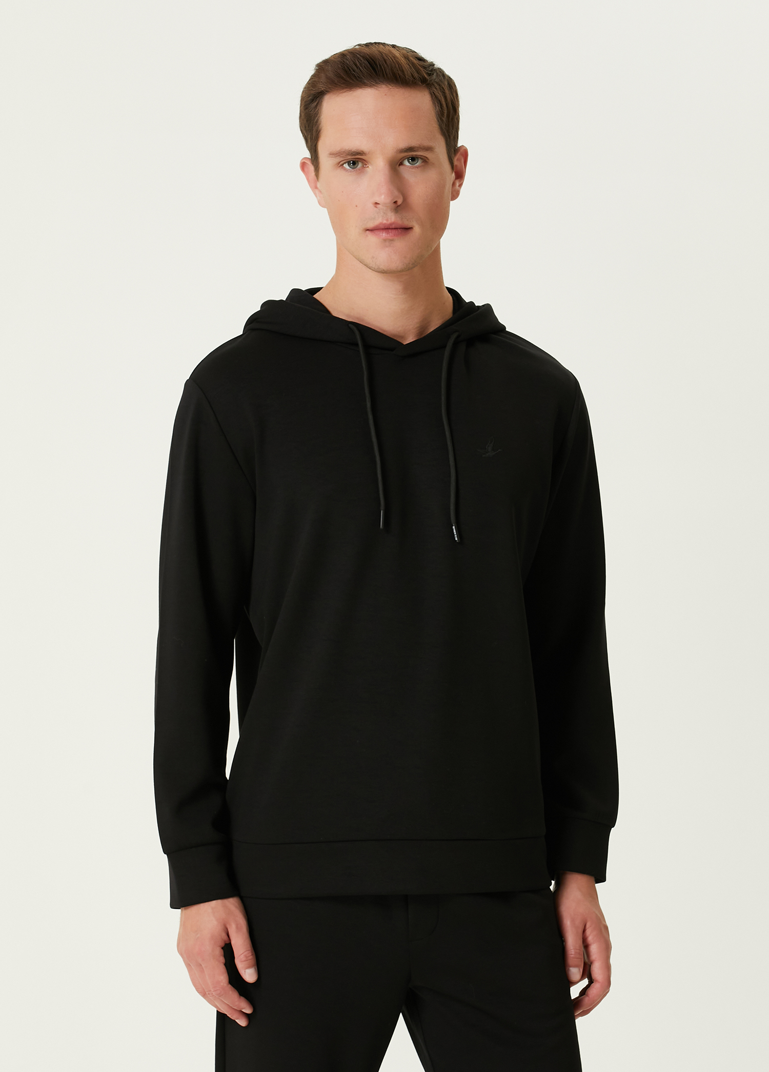 Siyah Kapüşonlu Sweatshirt