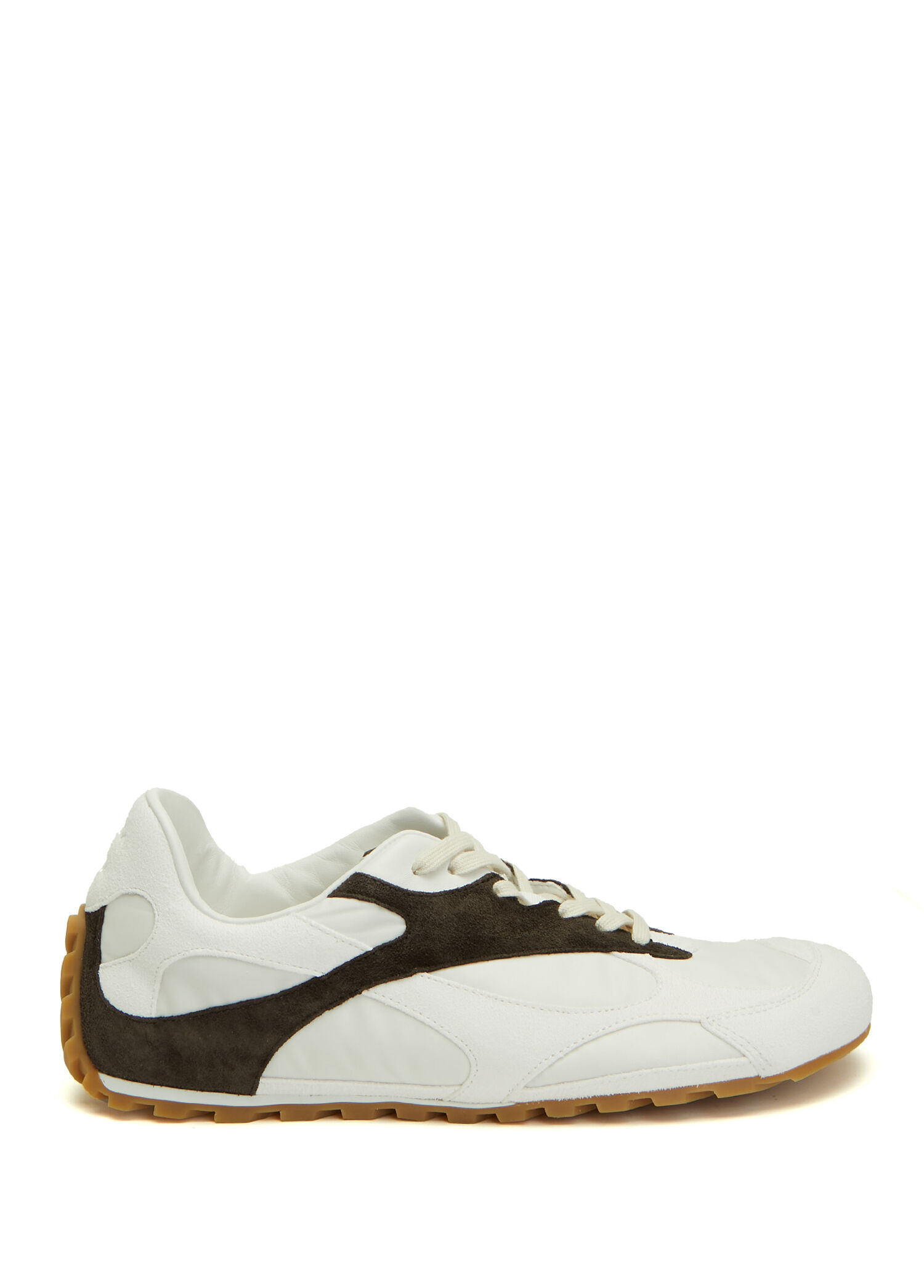 Coffee White Men's Leather Sneakers