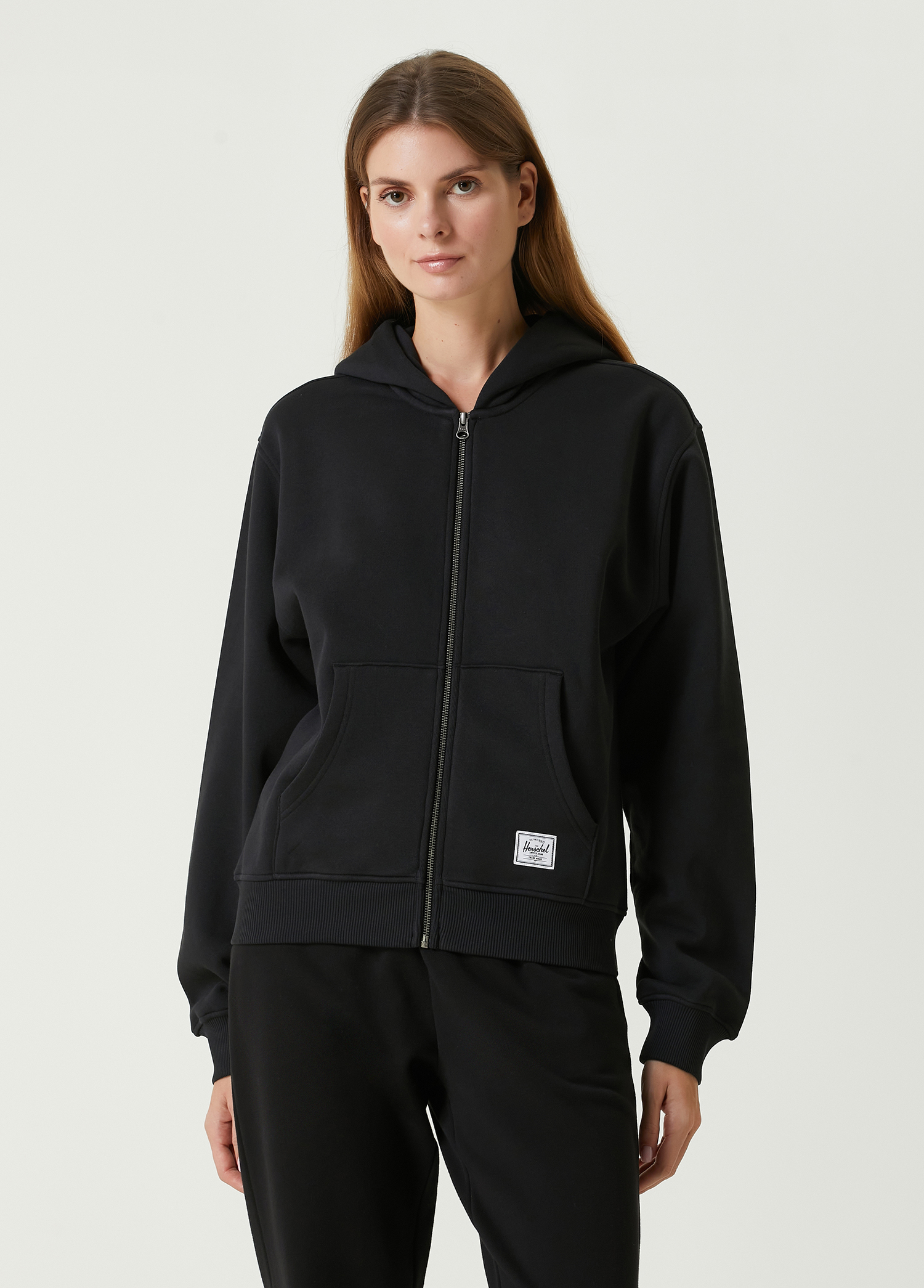 Basic Zip Kapüşonlu Sweatshirt