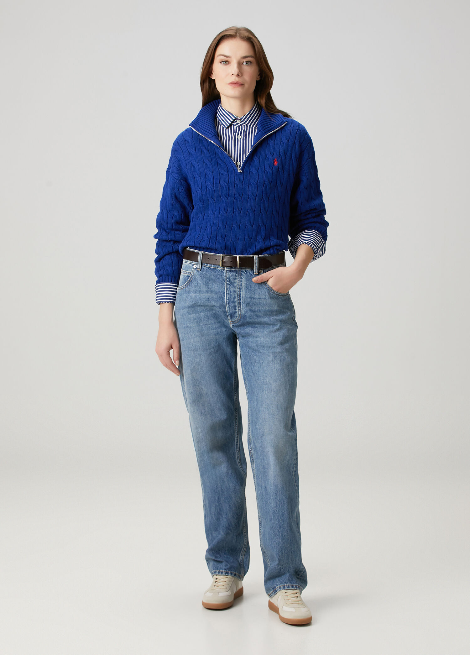 Polo Ralph Lauren Mavi Kadın Mavi Fermuarlı Saç Örgü Triko 1873754
