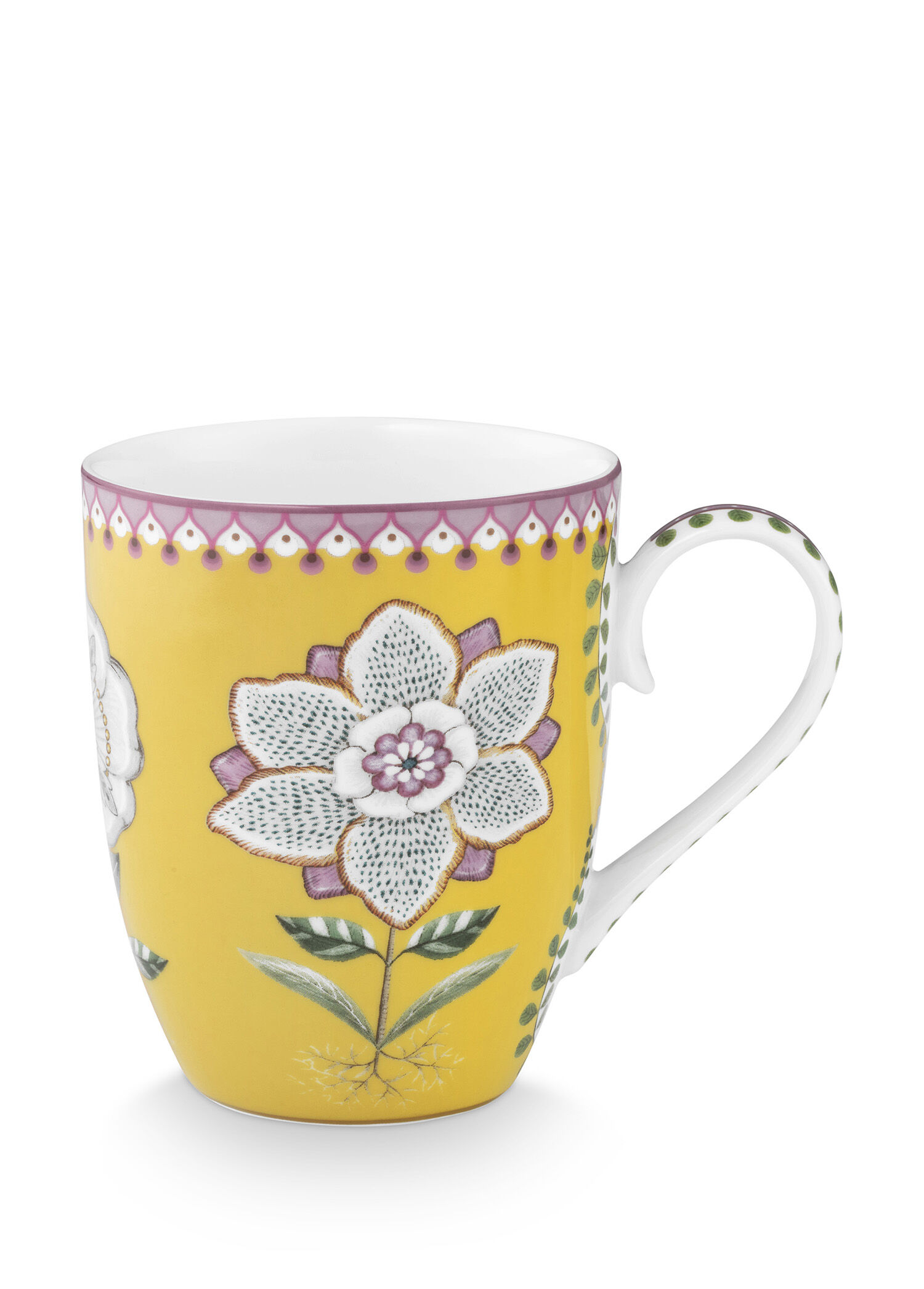 Lily & Lotus Sarı Çiçekli Büyük Porselen Kupa