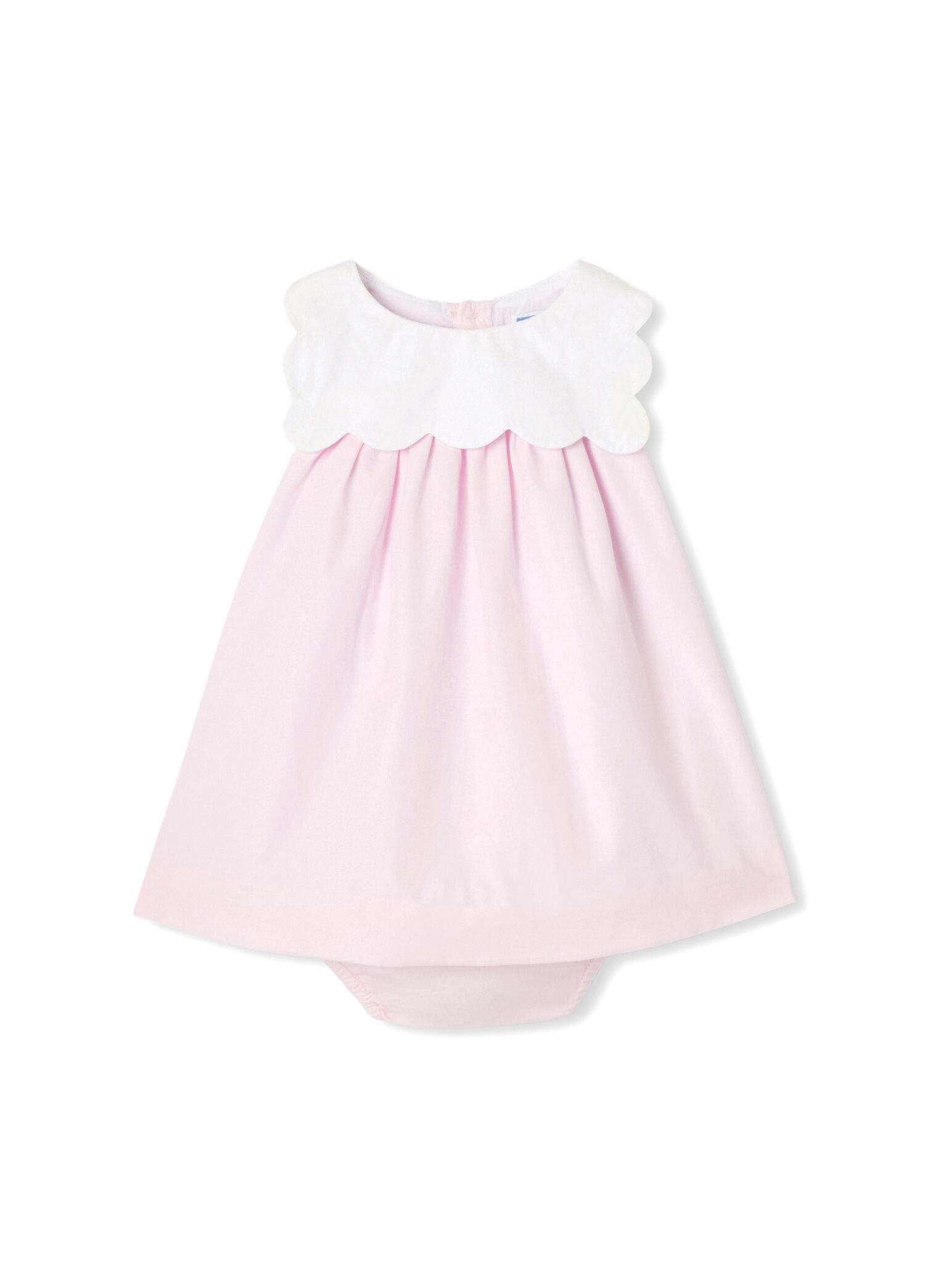 Pembe Poplin Yaka Detaylı Kolsuz Kız Bebek Elbise