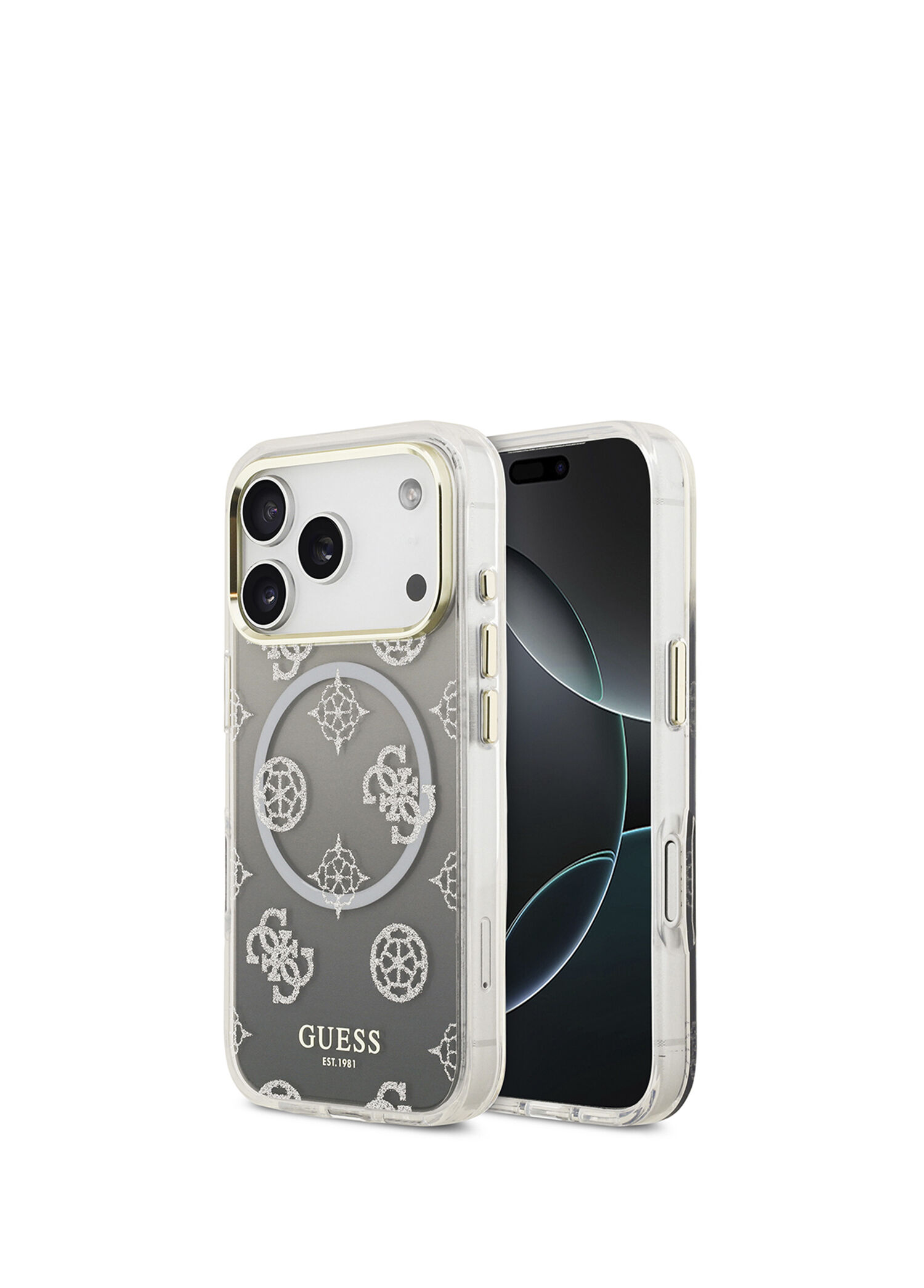 iPhone 17 Pro Simli Peony Desenli Silikon Magsafe Uyumlu Telefon Kılıfı