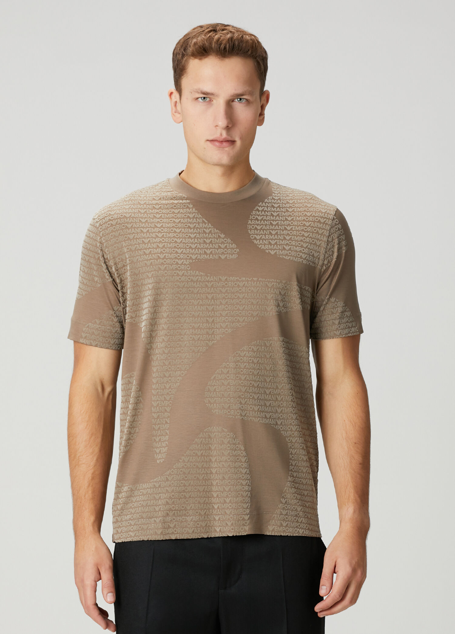 Bej Logo Desenli T-shirt