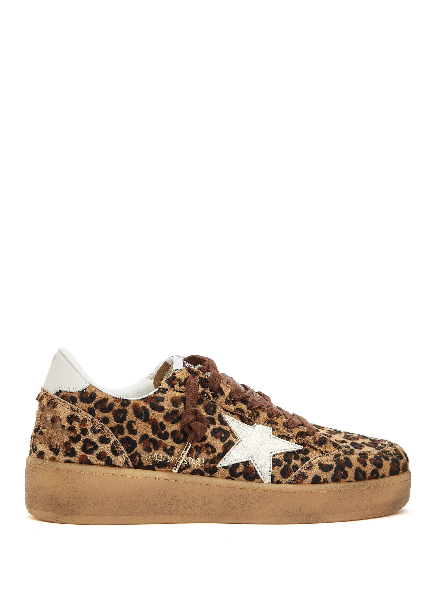 Ballstar Leopar Desenli Kadın Deri Sneaker