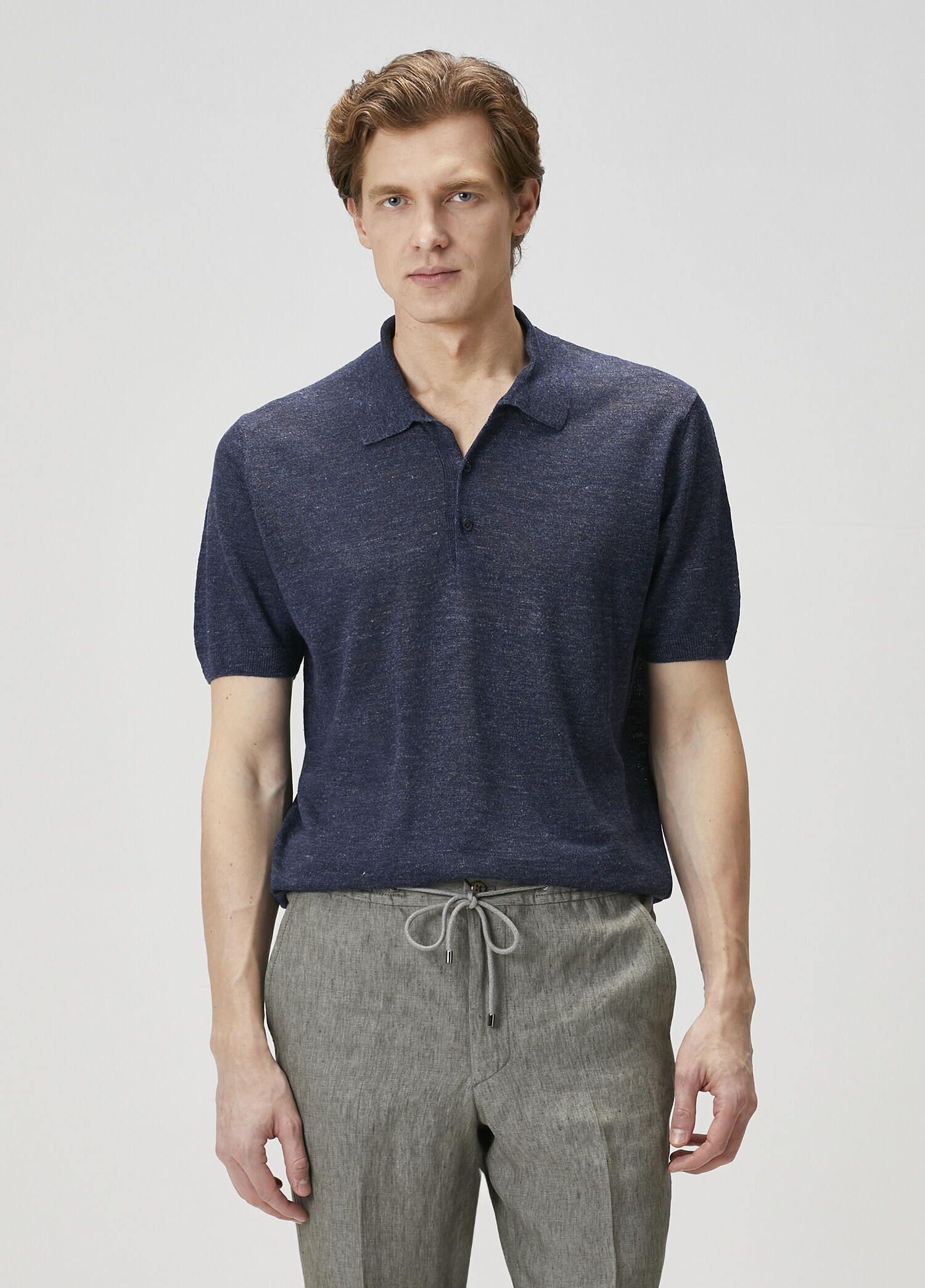 Lacivert Polo Keten Triko