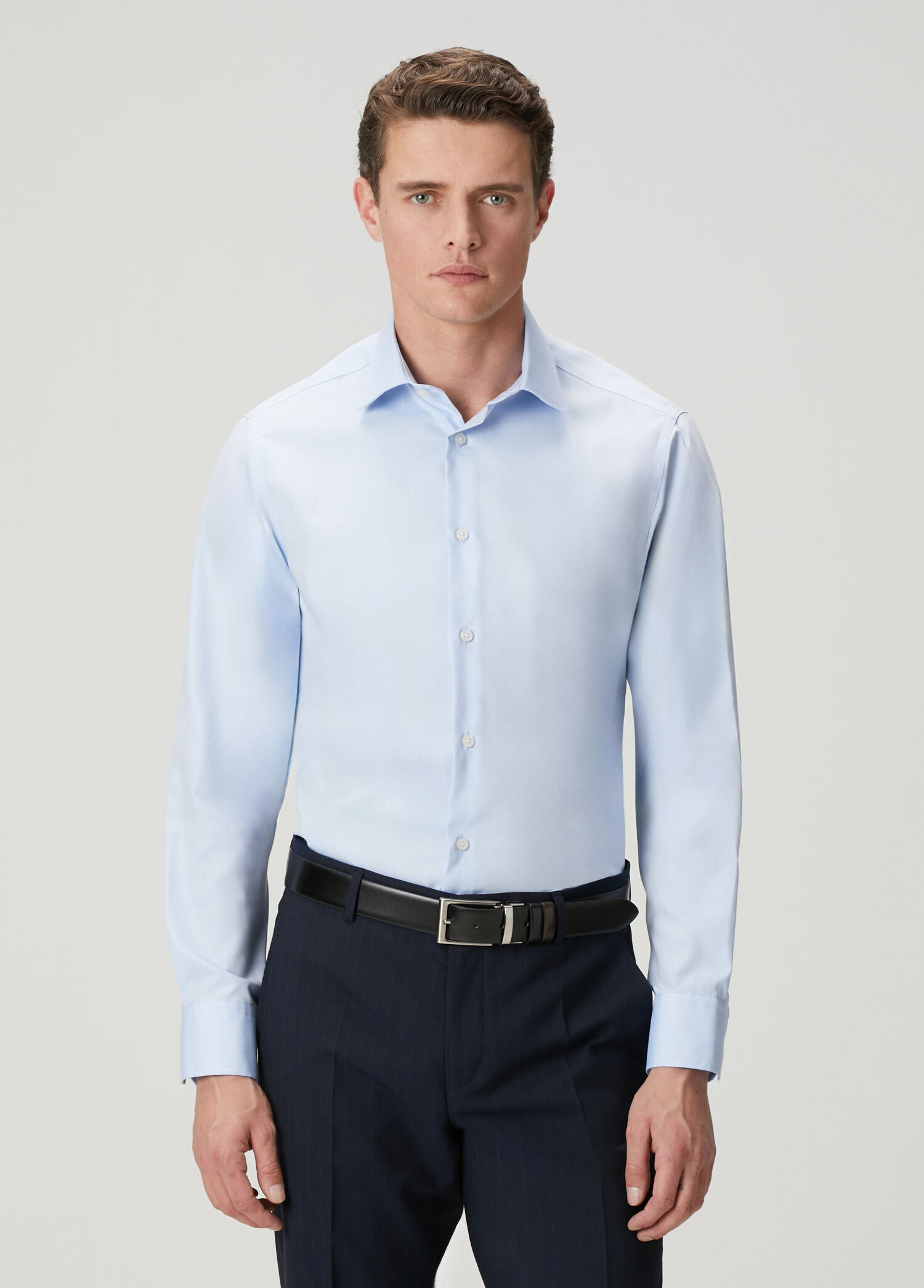Açık Mavi Comfort Fit Oxford Non-Iron Gömlek