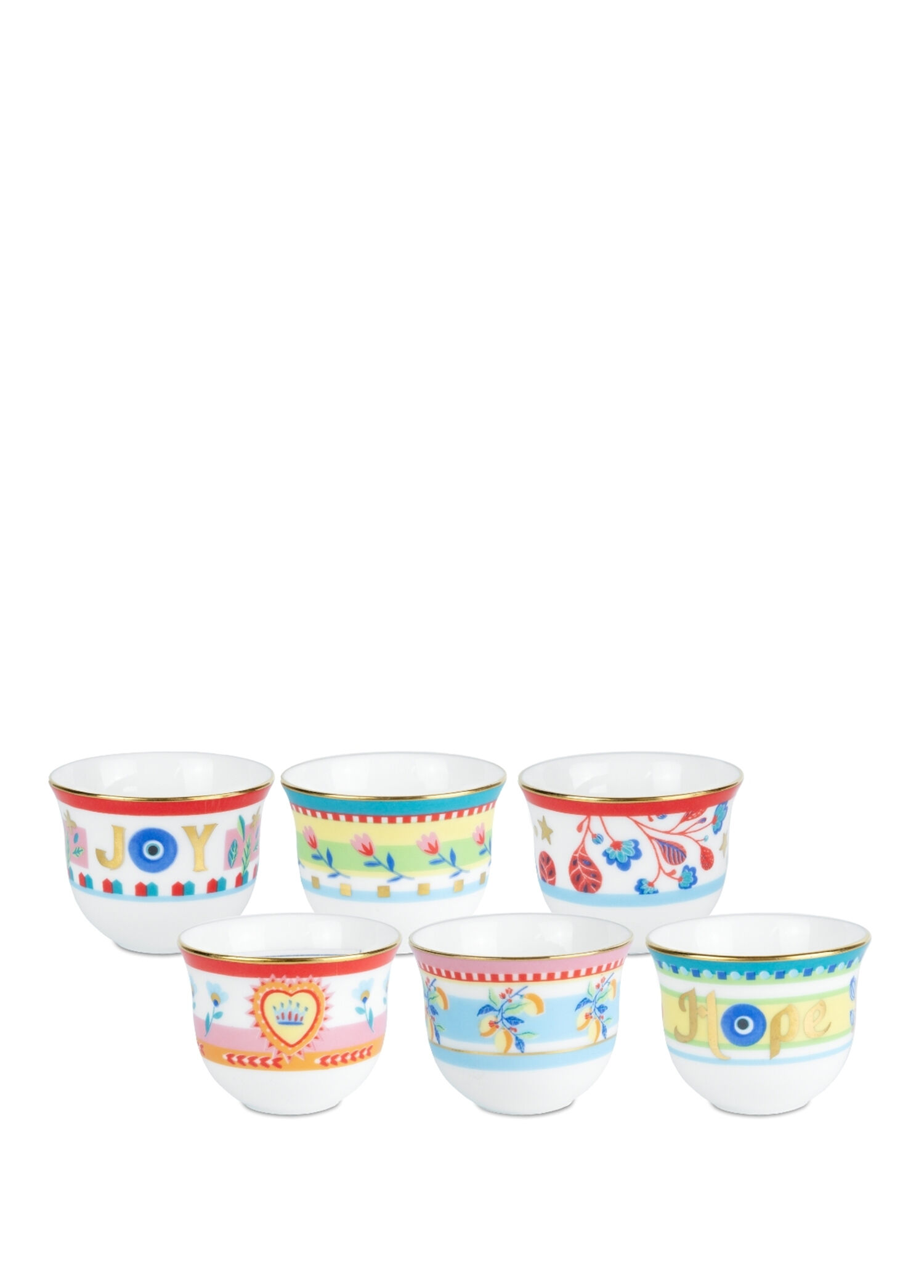 P Baci Milano Mamma Mia Desenli Porselen 6Li Mini Cay Fincani Seti