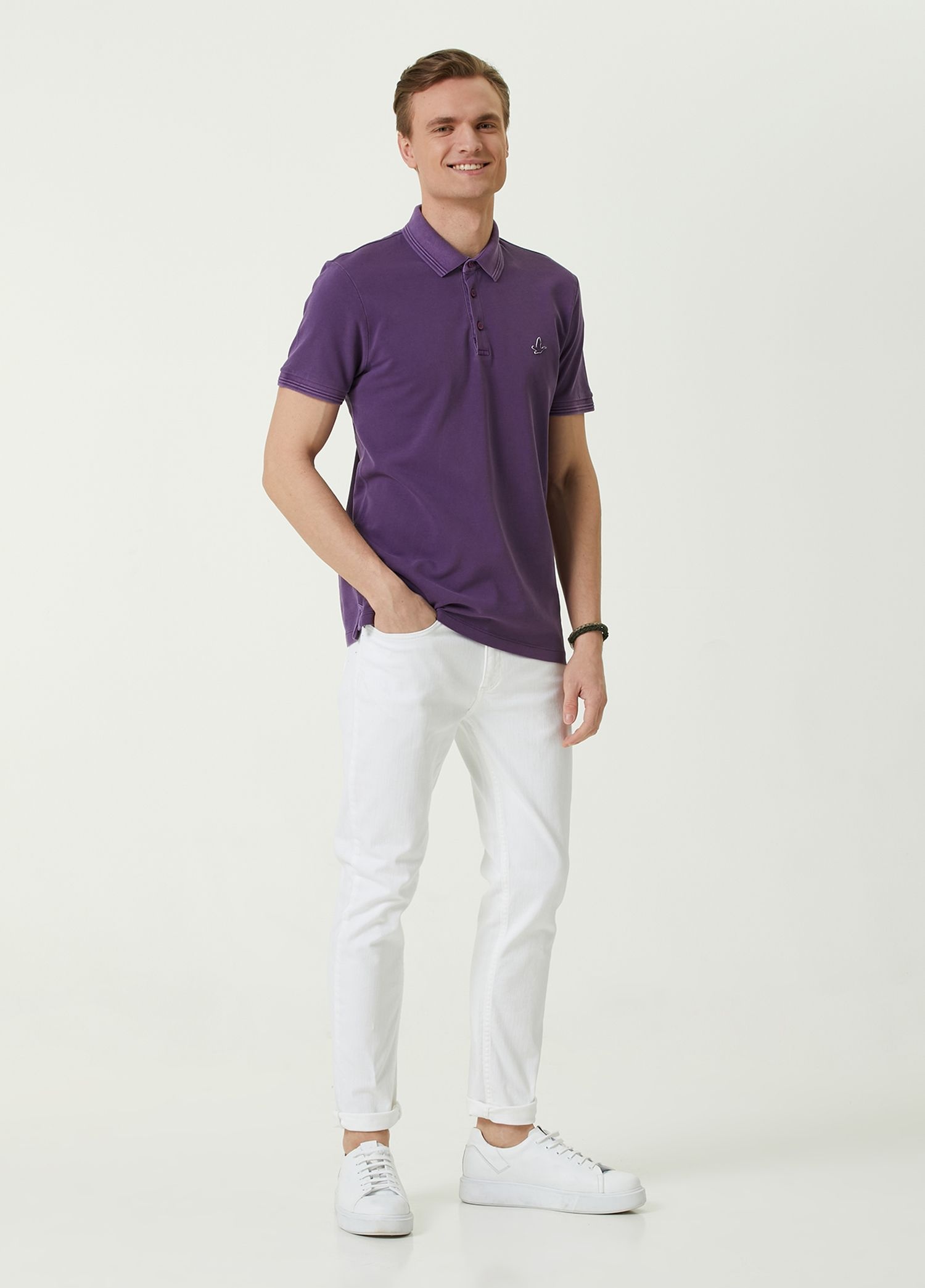 Slim Fit Mor Polo Yaka Pike T-shirt_1