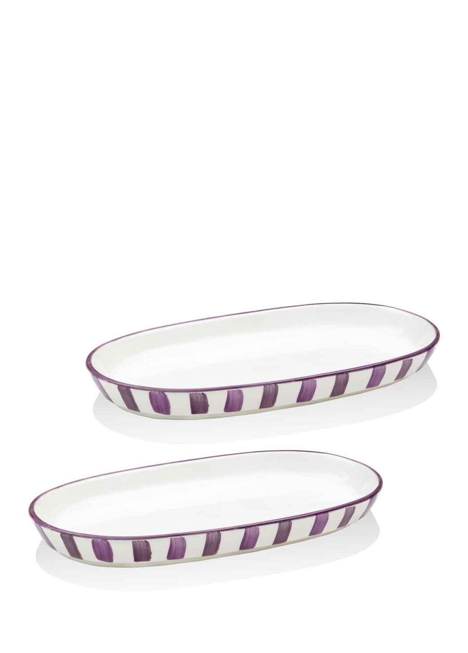 P The Mia Joy Mor Seramik Oval 2Li Servis Tabagi Seti 21 Cm