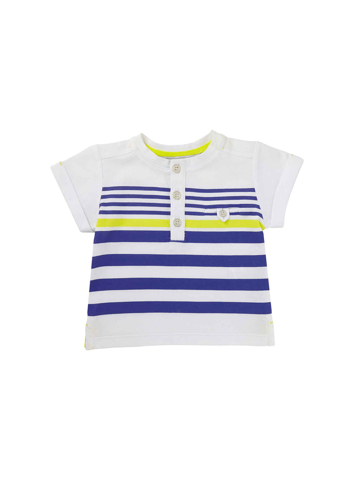 Renkli Çizgili Beyaz Kısa Kollu Erkek Bebek T-shirt