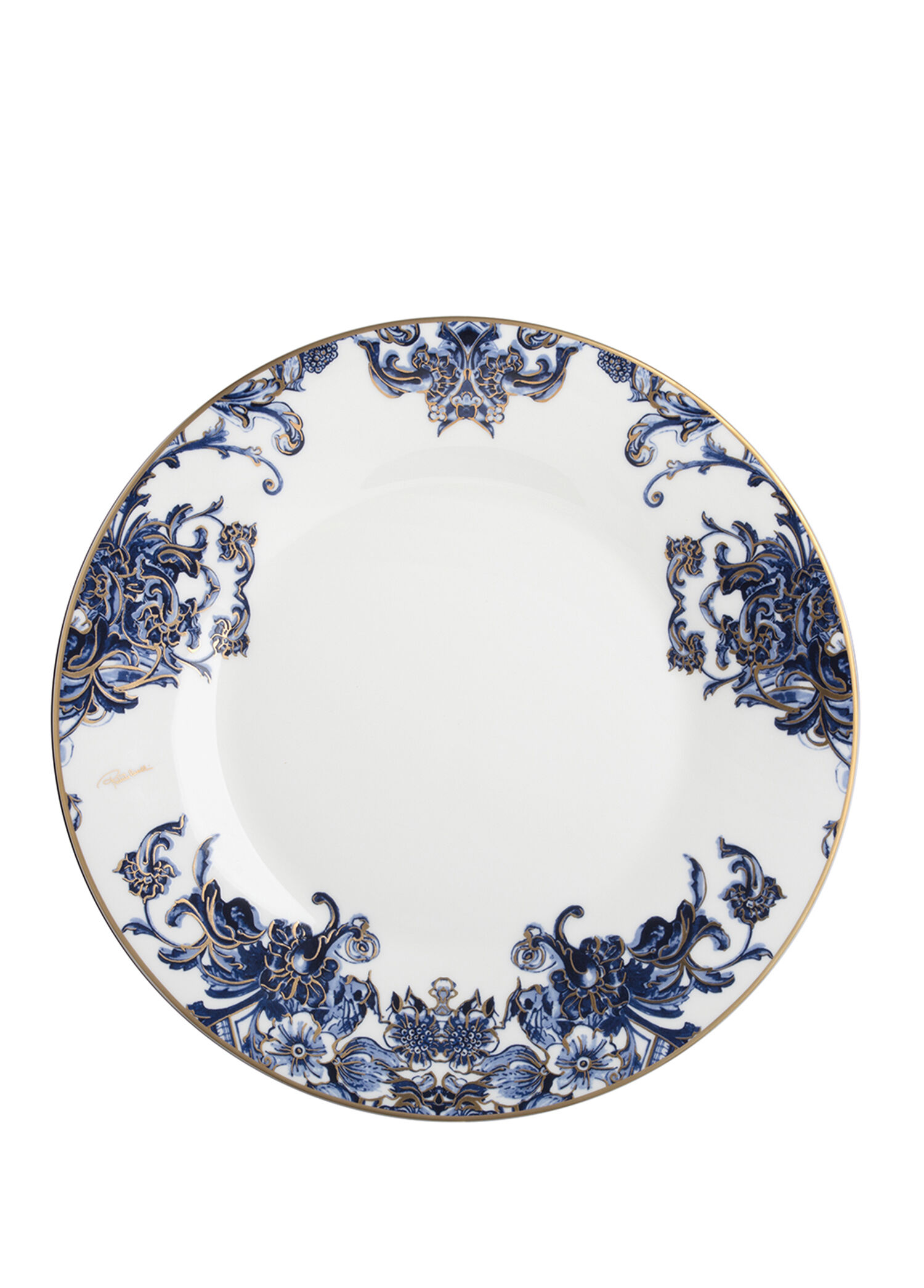 Azulejos Mavi Beyaz Desenli Porselen Yemek Tabağı 27 cm