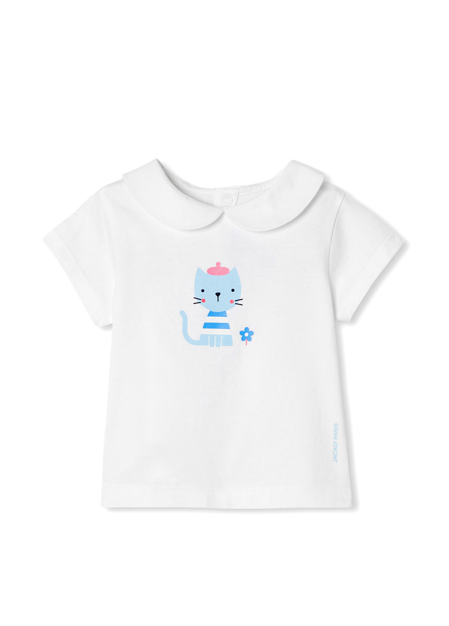 Beyaz Pamuklu Peter Pan Yakalı Kız Bebek T-shirt