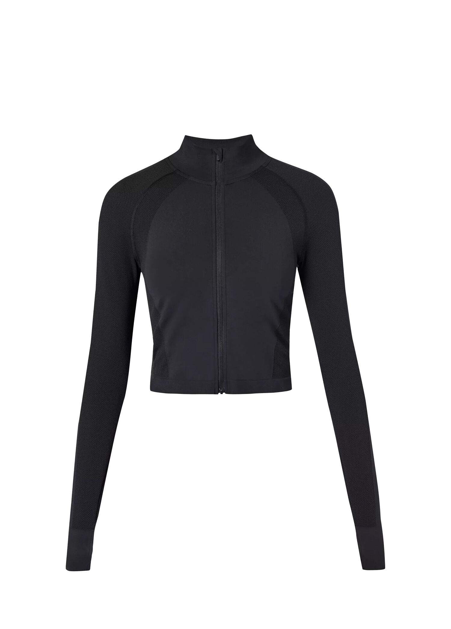 Athlete Crop Seamless Workout Zip Up Kadın Koşu Ceketi