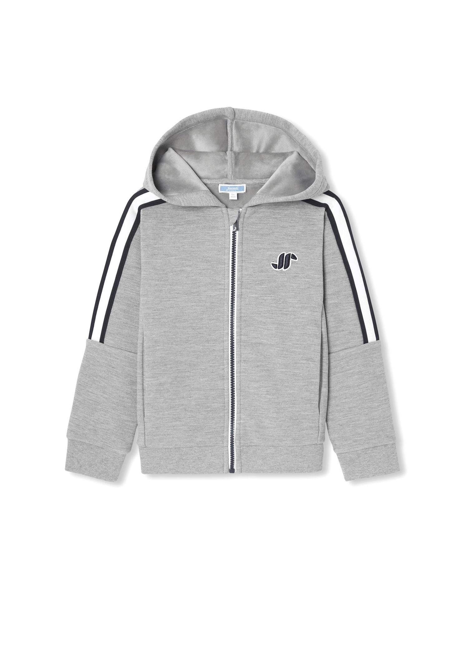 Gri Polar Fermuarlı Kapüşonlu Erkek Çocuk  Sweatshirt