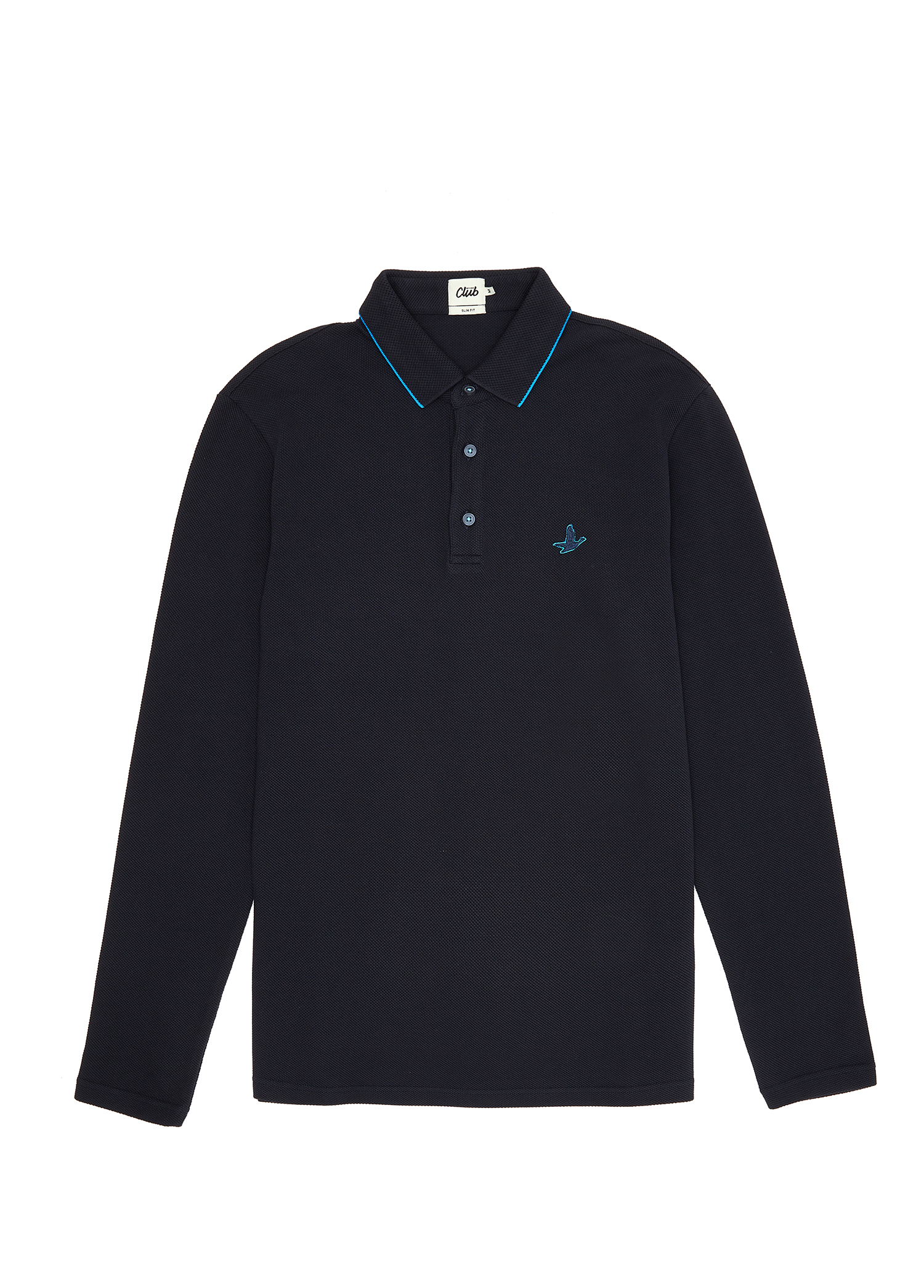 Slim Fit Lacivert Polo Yaka Sweatshirt_7