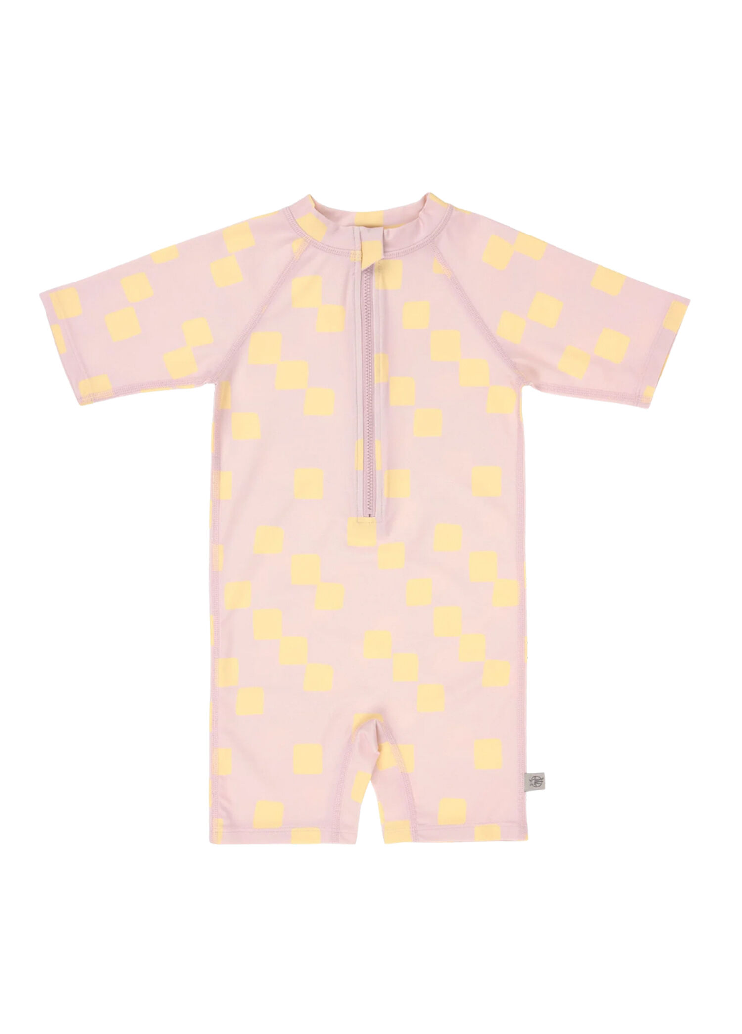 Checkerboard Pale Pink Yellow UV Korumalı Kız Bebek Mayo
